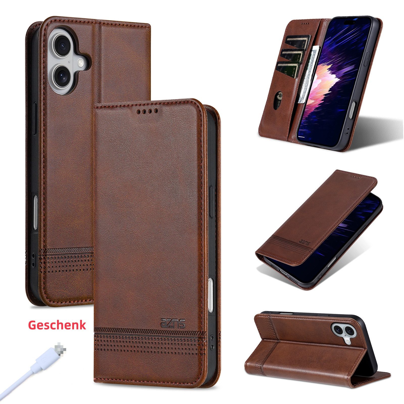 trends for living Handyhülle Leder Magnetisch Hülle Cover Case für iPhone XS MAX XR X 8 Plus