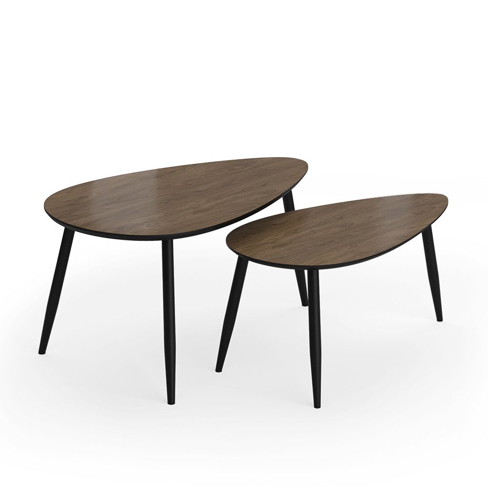 Vicco Couchtisch Veyo, Walnuss/Schwarz, 98 x 60 cm Set, 2 Teile günstig online kaufen