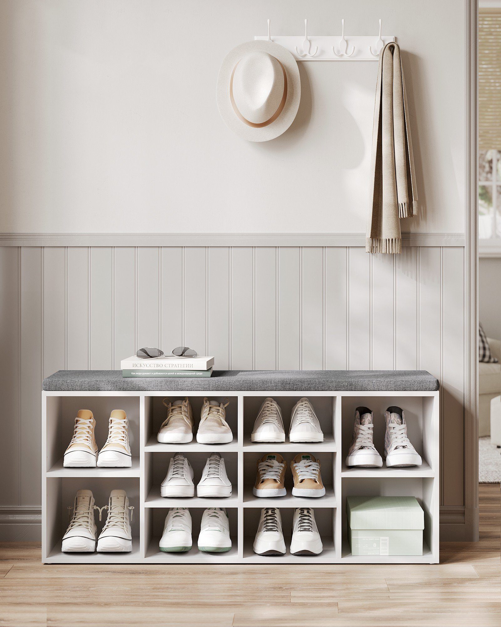 VASAGLE Garderoben-Set, (2-St), Wandgarderobe und Schuhbank, 10 offenen Fäc günstig online kaufen