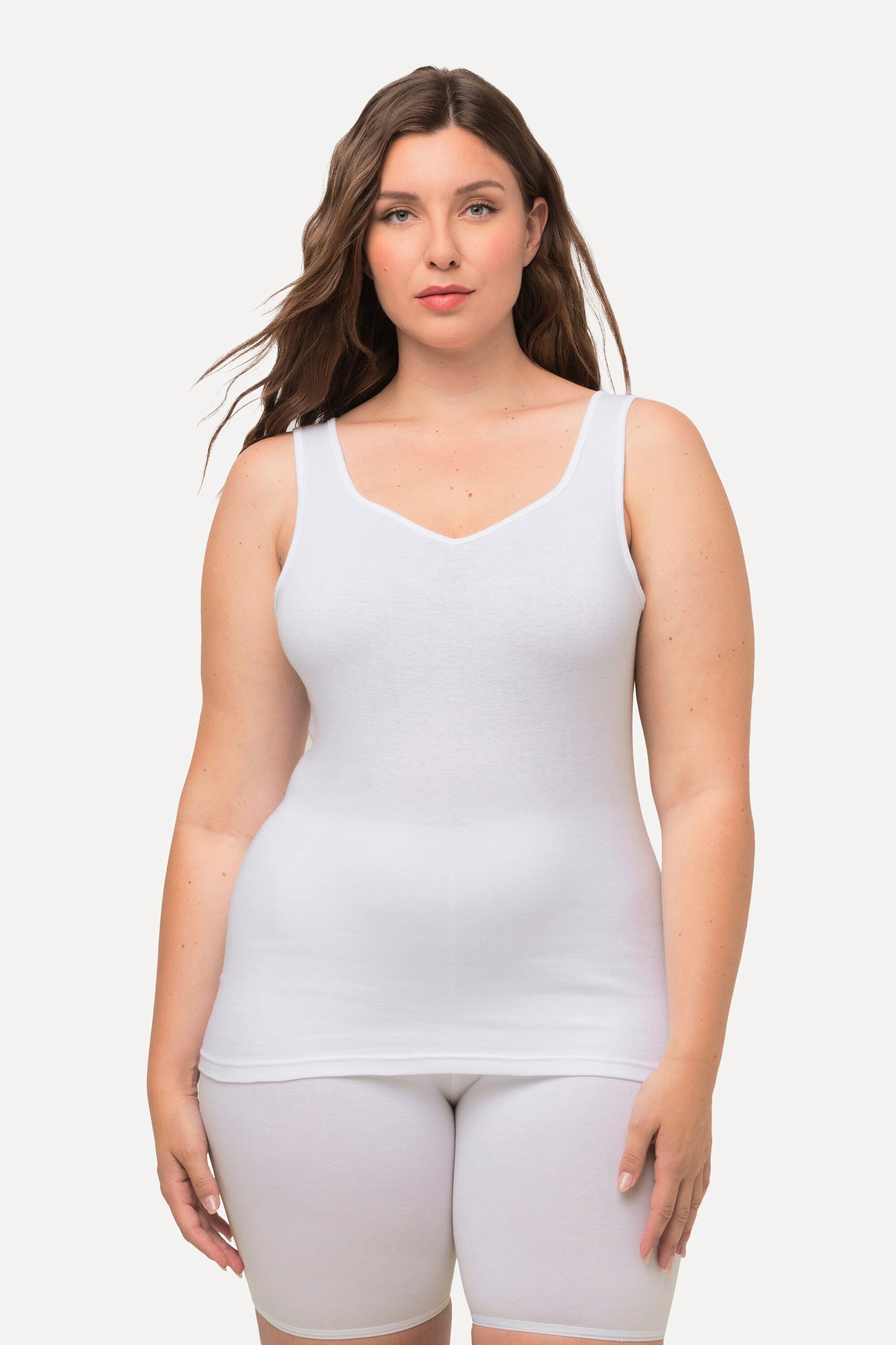 Ulla Popken Achselhemd bis 64 Basic Top aus Baumwolle Slim Fit günstig online kaufen