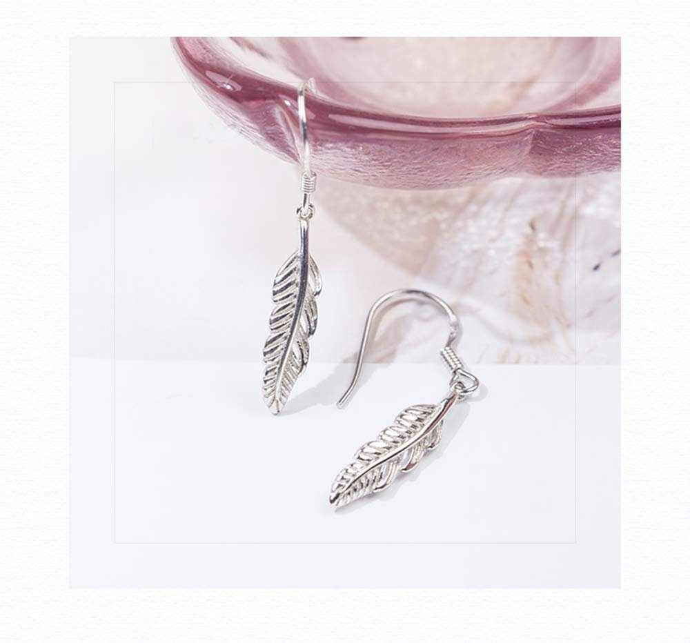 baumeln 925er aus Ohrringe, POCHUMIDUU Frauen für Damen Feder Sterlingsilber Silber Ohrhänger Paar Silberschmuck S925