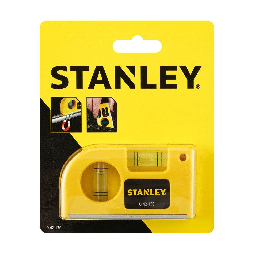STANLEY Wasserwaage STANLEY 0-42-130 Taschenwasserwaage 8.7 cm 2 mm/m, (0-42-130)