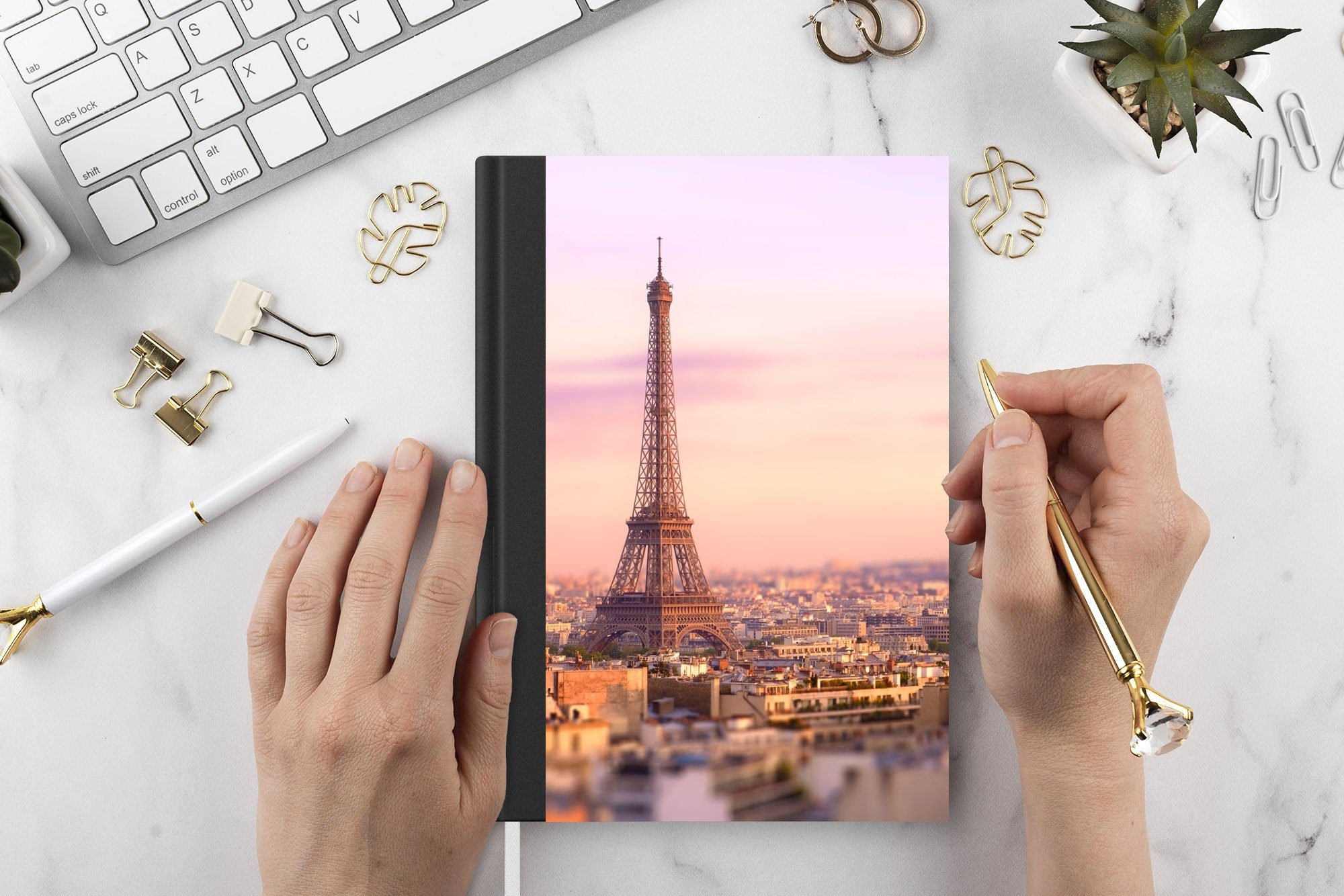 - Tagebuch, MuchoWow Eiffelturm 98 A5, Notizbuch Paris Merkzettel, - Notizheft, Journal, Seiten, Haushaltsbuch Himmel,