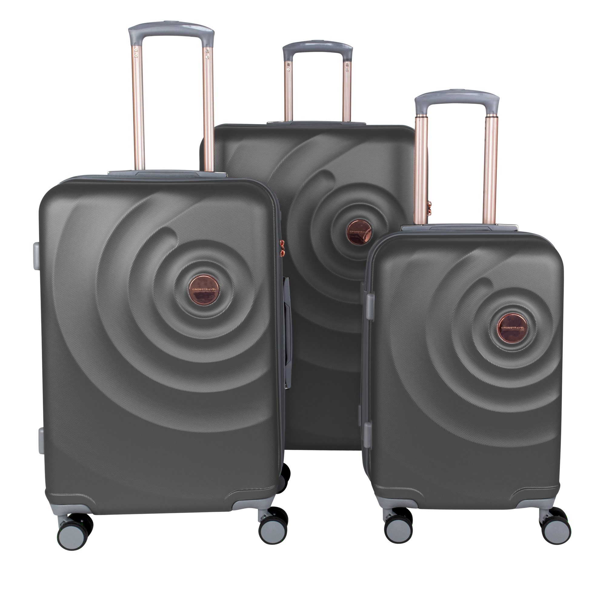 Crosstravel Kofferset Amy, 4 Rollen, (3 tlg., Hartschalen Trolley-Set), Robuste Hartschale mit TSA-Schloss und Wasserabweisender Oberfläche