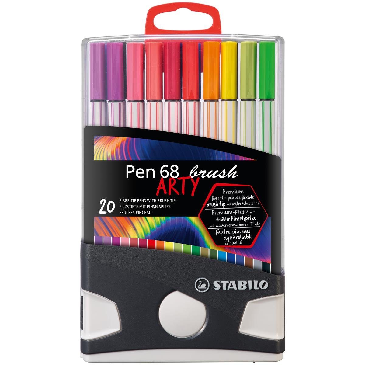 STABILO Pinselstift STABILO Pen 68 brush ARTY Premium-Filzstift - 20er Kunststoff-Klappbox