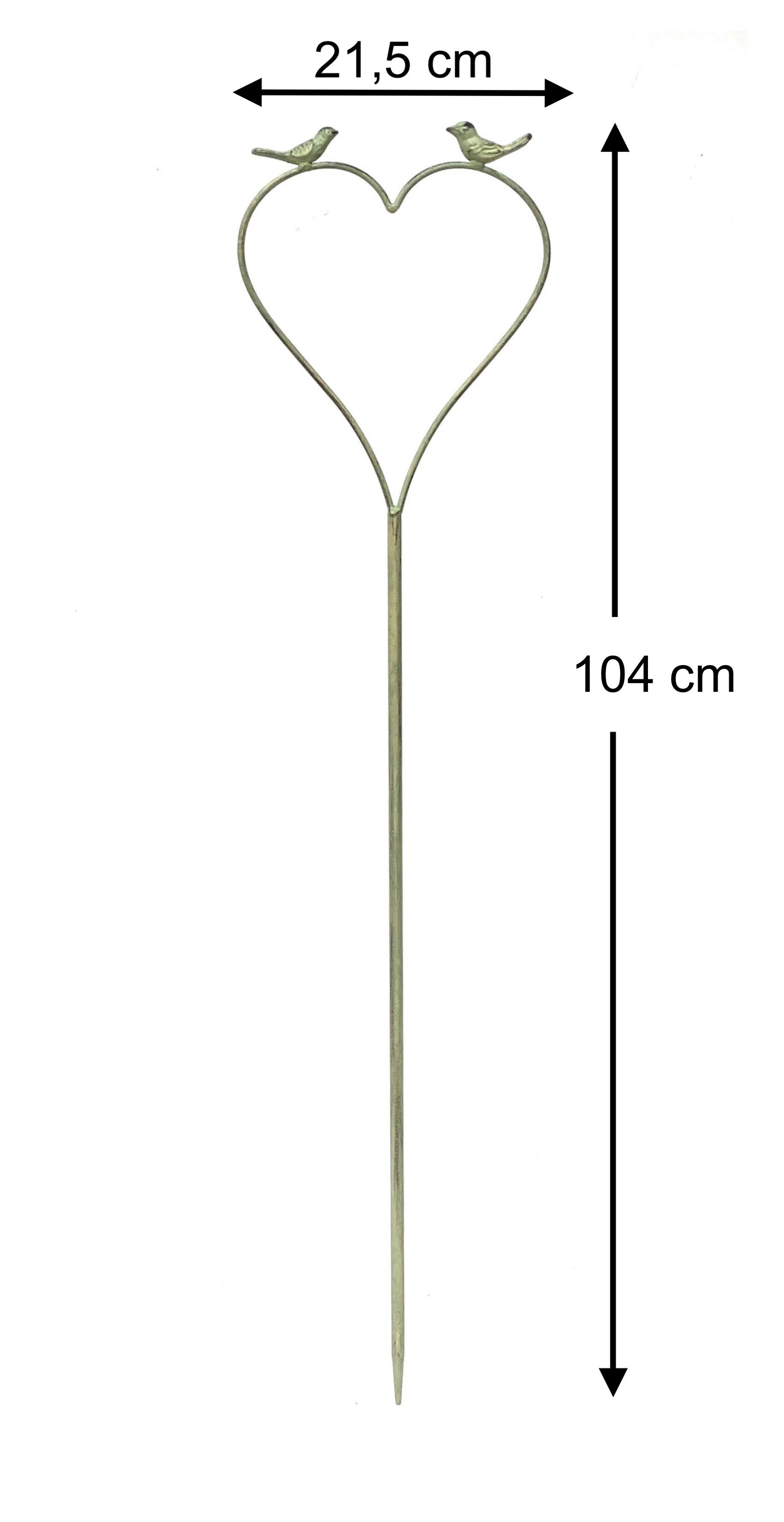 Thumbnail - DanDiBo Rankhilfe Herz Grün mit Vögel 96018 Kletterhilfe aus Metall 104 cm, Bodenstecker Stecker Rankgitter