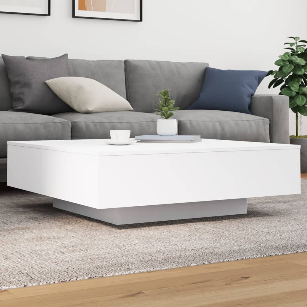 furnicato Couchtisch Moderner 100 x 100 x 31 cm Weiß aus Holzwerkstoff (1-St), Feuchtigkeitsbeständiger Sofatisch mit stabiler Platte fürs Wohnzimmer