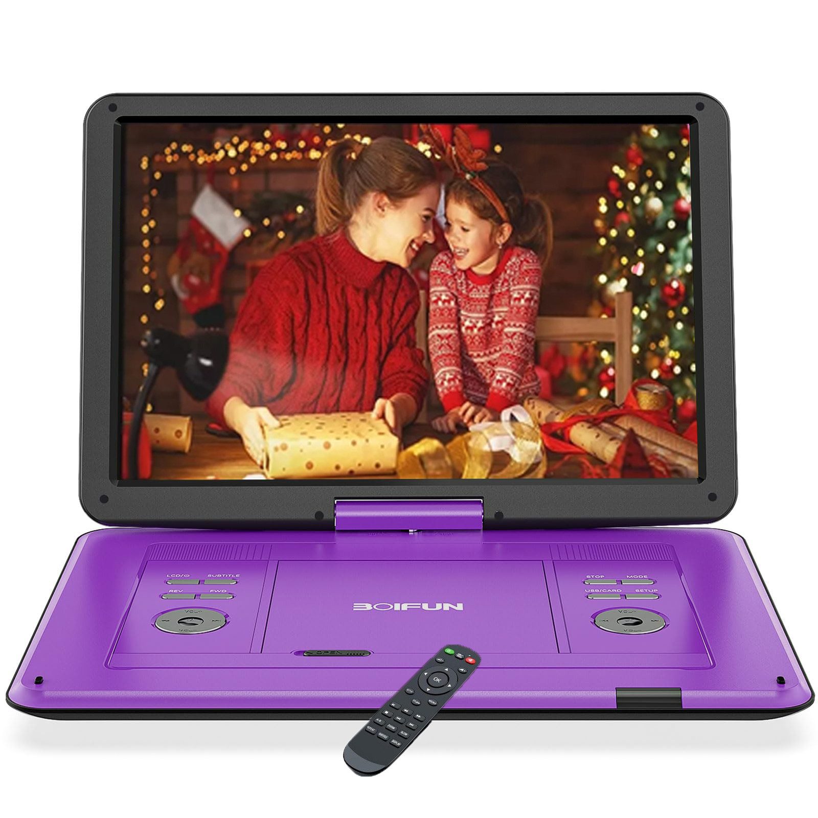 Boifun 17,5 Zoll tragbarer DVD проигрыватели mit 15,6 Zoll HD-Drehbildschirm Portabler DVD проигрыватели (6 Stunden Wiederaufladbare Batterie, Unterstützung für USB/TF-Karte/AV-Übertragung, Sync TV/Projektor Bildschirm, für USB/SD-Karte/AV-Übertragung, Sync TV/Projektor Bildschirm)