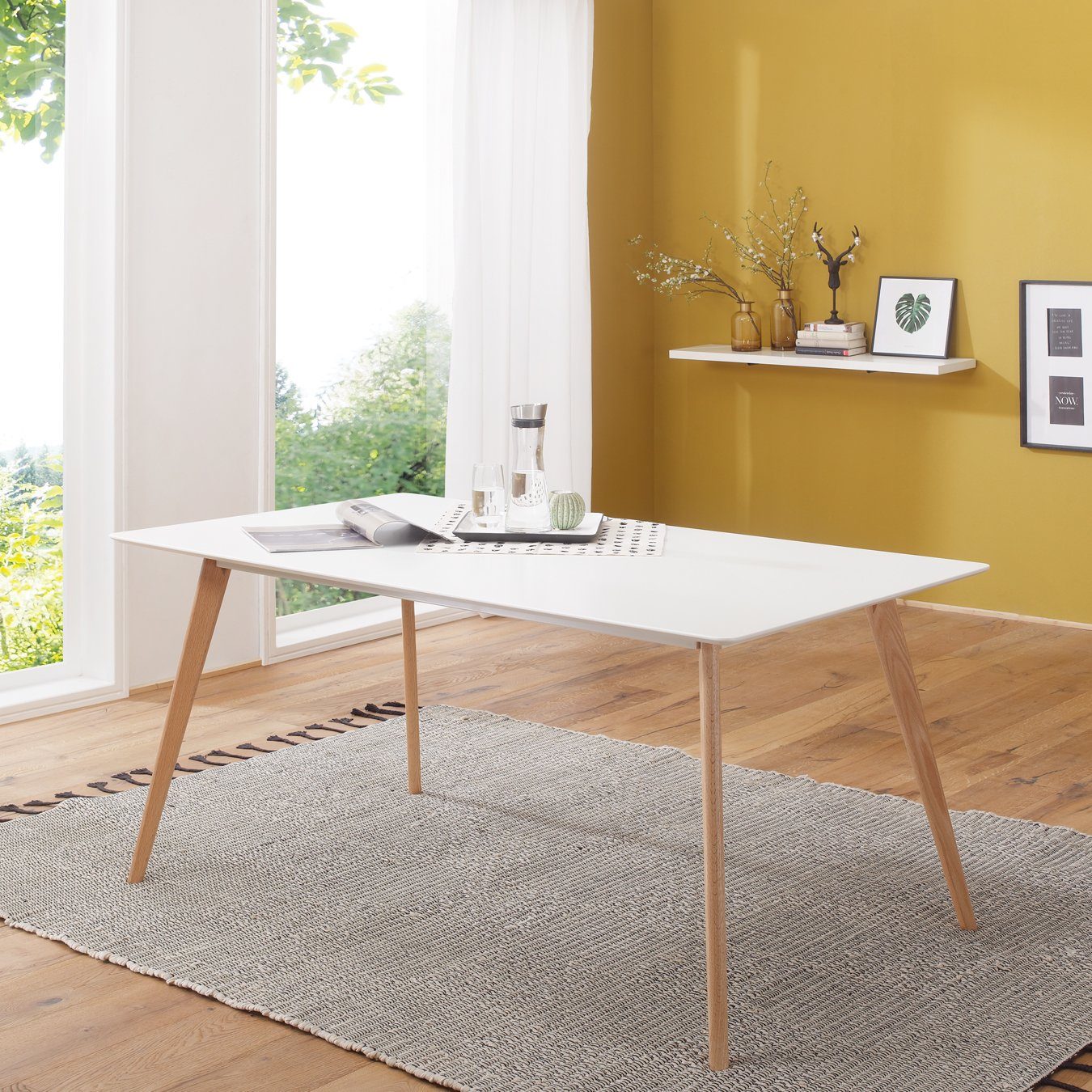 Wohnling Esstisch Wl1 705 Retro Scanio 120cm Weiss Matt Eiche Kuchentisch Esszimmer Tisch Online Kaufen Otto