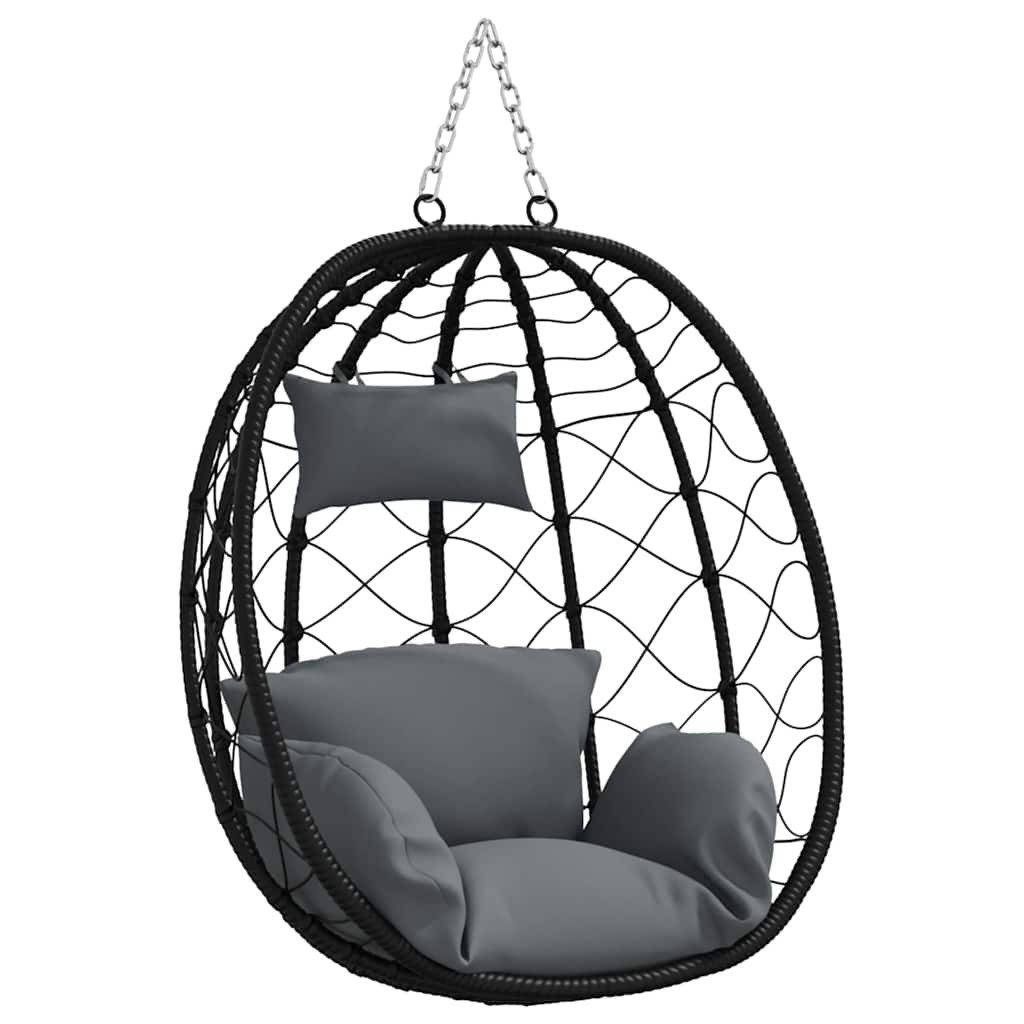 vidaXL Hollywoodschaukel Hängendes Ei-Stuhl Anthrazit 91,5 x 54,5 x 107 cm Poly-Rattan, 1 tlg.