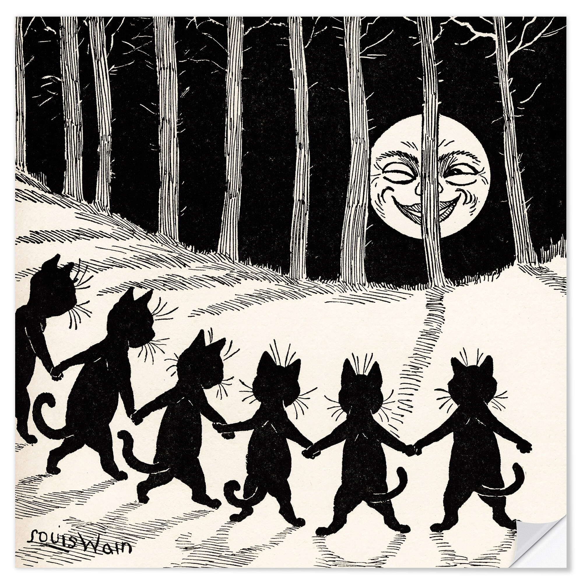 Posterlounge Wandbild Katzen bei Vollmond, Louis günstig online kaufen