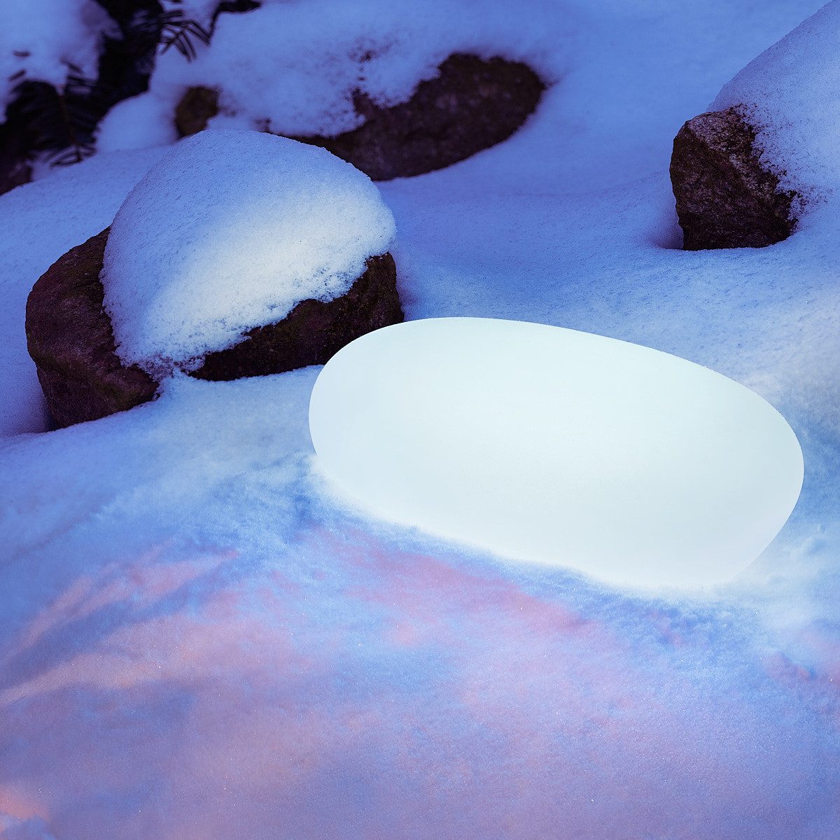 OTTO home LED Solarleuchte Eellin, LED-Solar Steinleuchte 40 cm, RGB, Tageslichtsensor, LED fest integriert, Warmweiß, RGB, mit Erdspieß