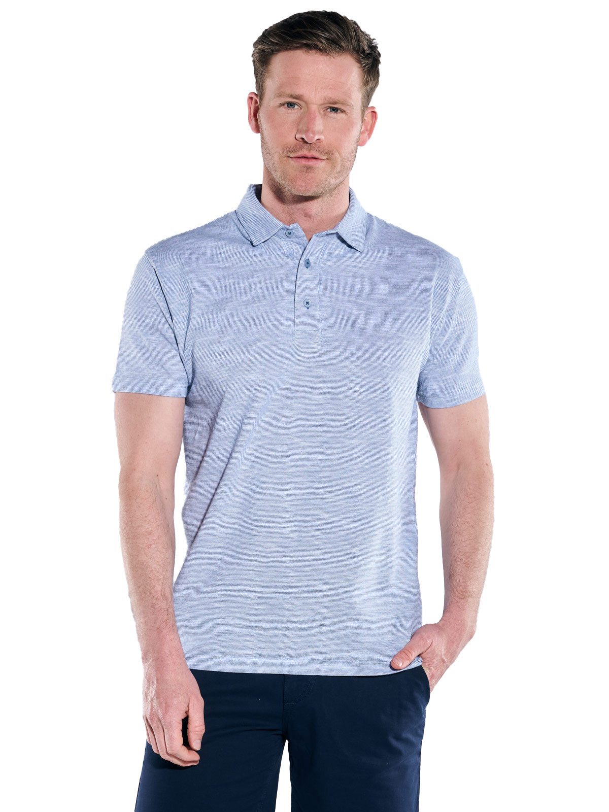 Poloshirt Herren Polo-Shirt meliert, Hellblau