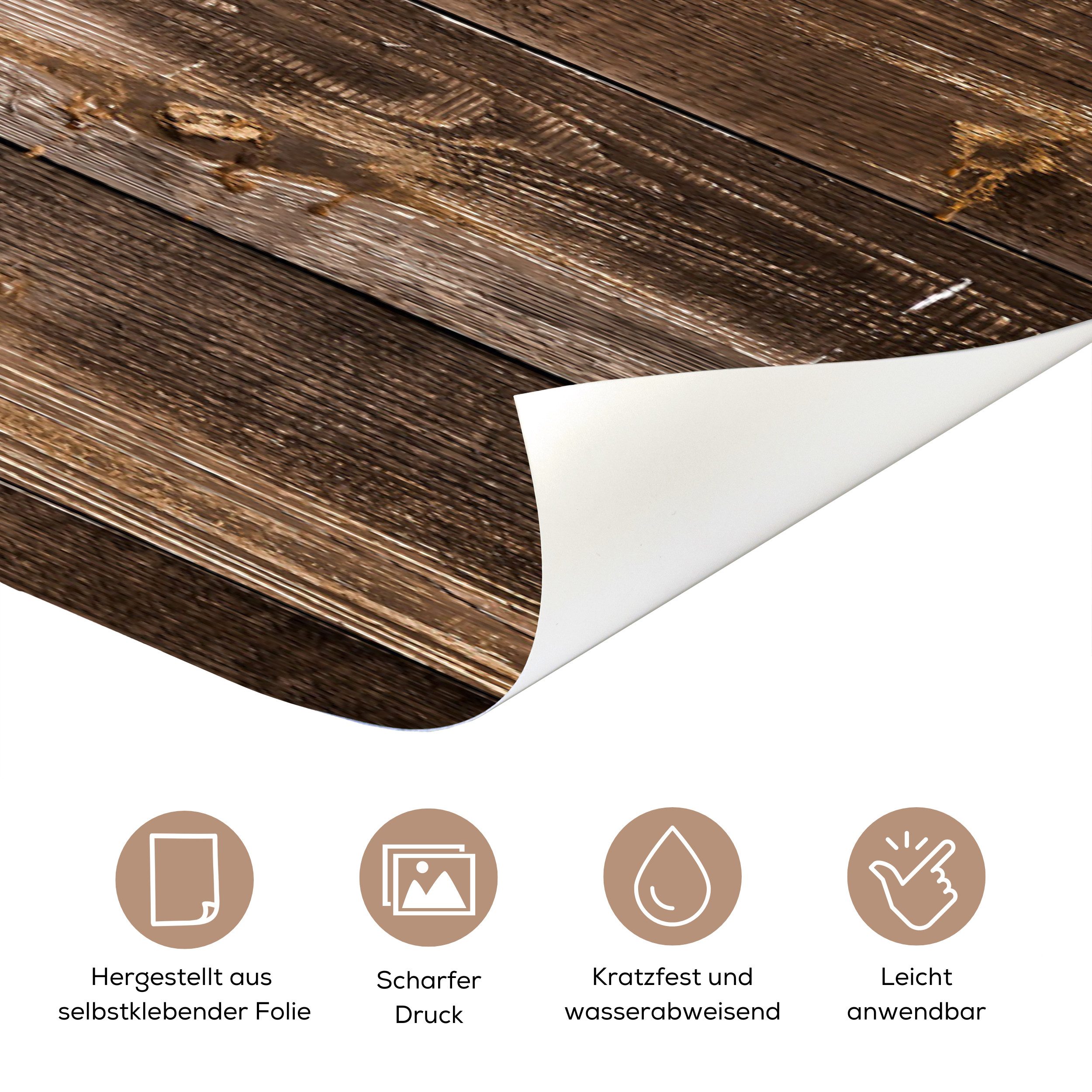 MuchoWow Türtapete Regal - Muster - Vintage - Holz, Matt, bedruckt, (1 St), Fototapete, Flebefolie, Türaufkleber, 80x205 cm – Bild 3 von 5