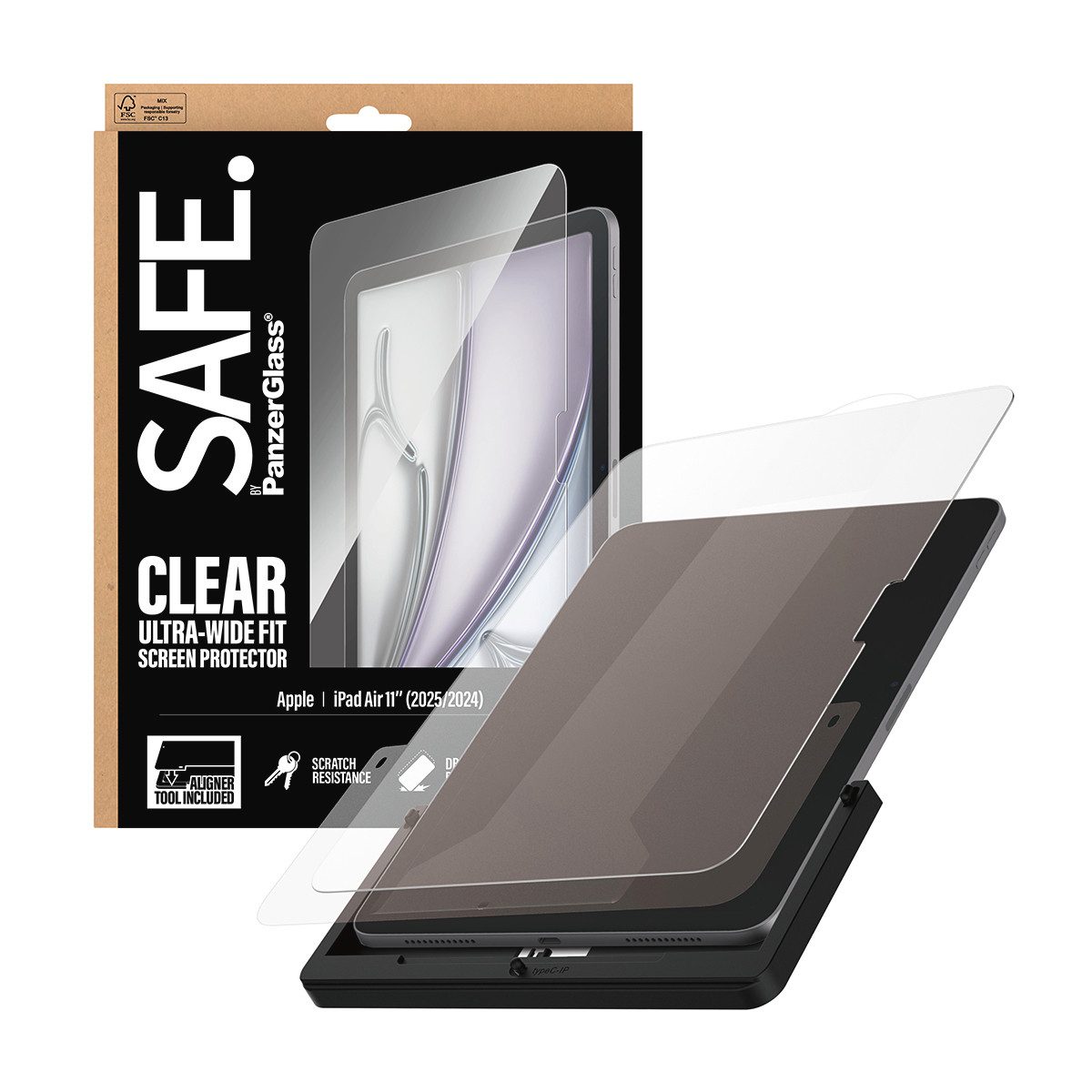 SAFE by PanzerGlass Displayschutzglas Ultra-Wide Fit Screen Protector für Apple iPad Air 11" (2025/2024), Displayschutzfolie, Schutzfolie, Bildschirmschutz, kra – Bild 4 von 5
