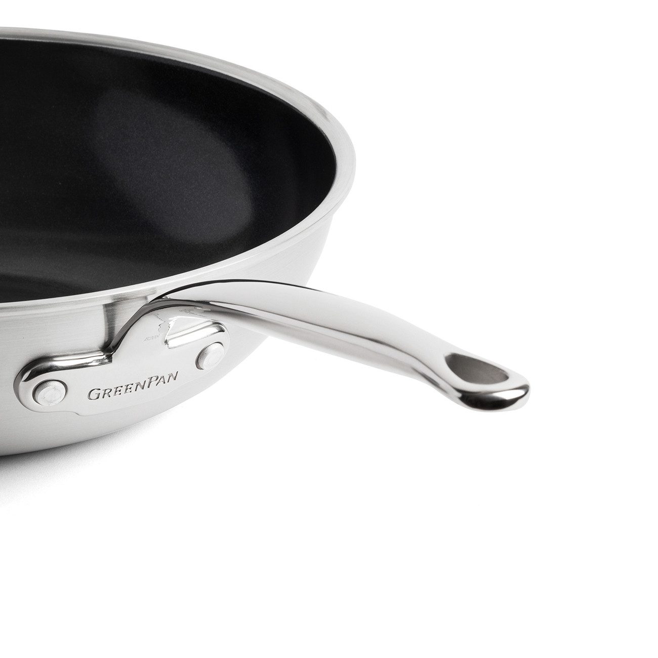 GREENPAN Wok Premiere Wok Pfanne 30cm Edelstahl Antihaft Spülmaschinengeeignet, Edelstahl, Kratzfest, Keramik, alle Herdarten, Backofengeeignet, Ø 30 cm