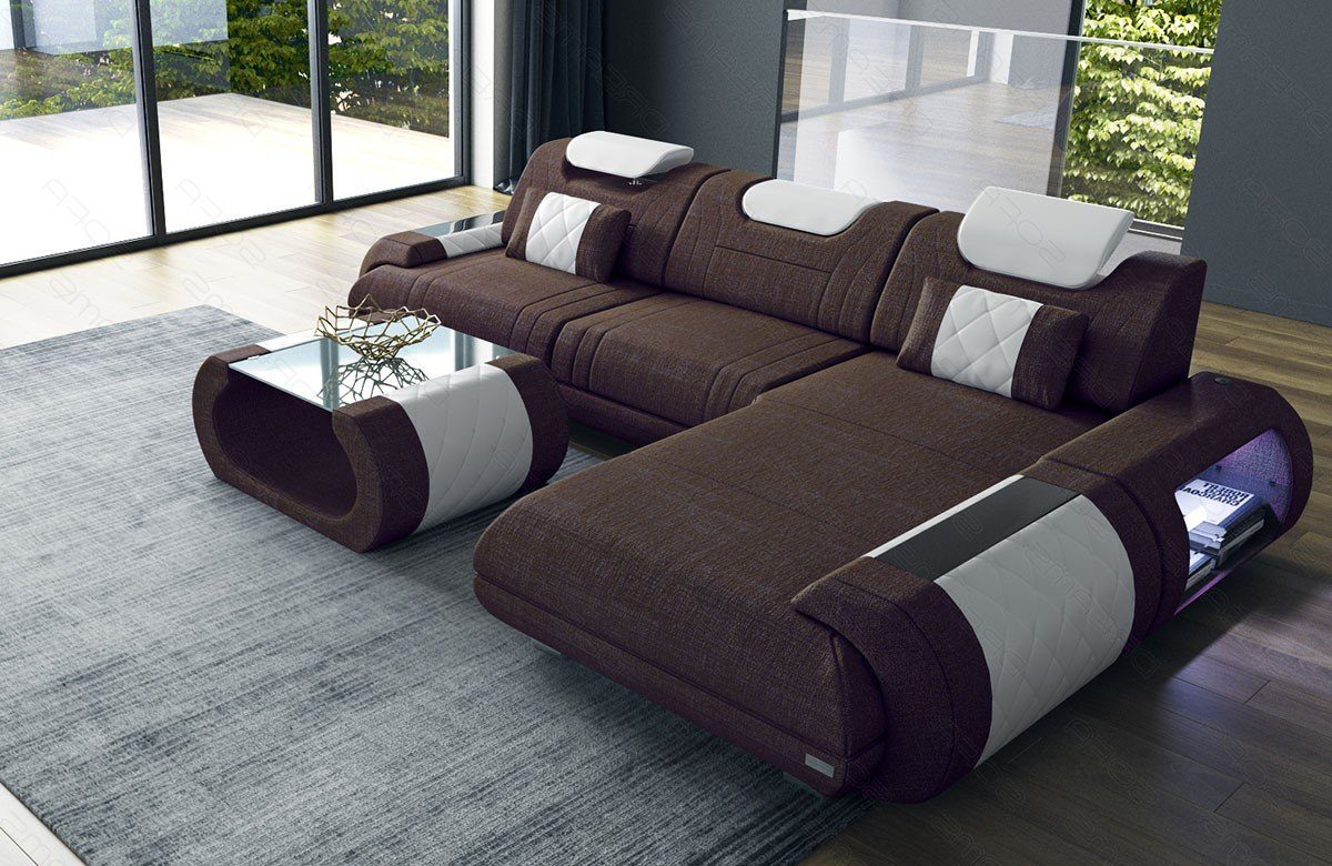 Sofa Dreams Ecksofa Stoff Polster Sofa Rimini L Form H Strukturstoff Stoffsofa, Couch wahlweise mit Bettfunktion