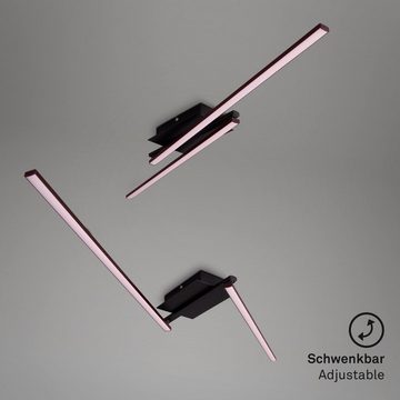 Briloner Leuchten LED Deckenleuchte 3500-015, schwenkbar, LED fest verbaut, Warmweiß, Deckenlampe, 143,6x12x6,6cm, Schwarz, 12W, Wohnzimmer, Schlafzimmer