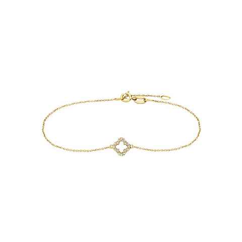 Julie Julsen Gold Armband Kleeblatt, JJGBR0886.DI, mit Brillant