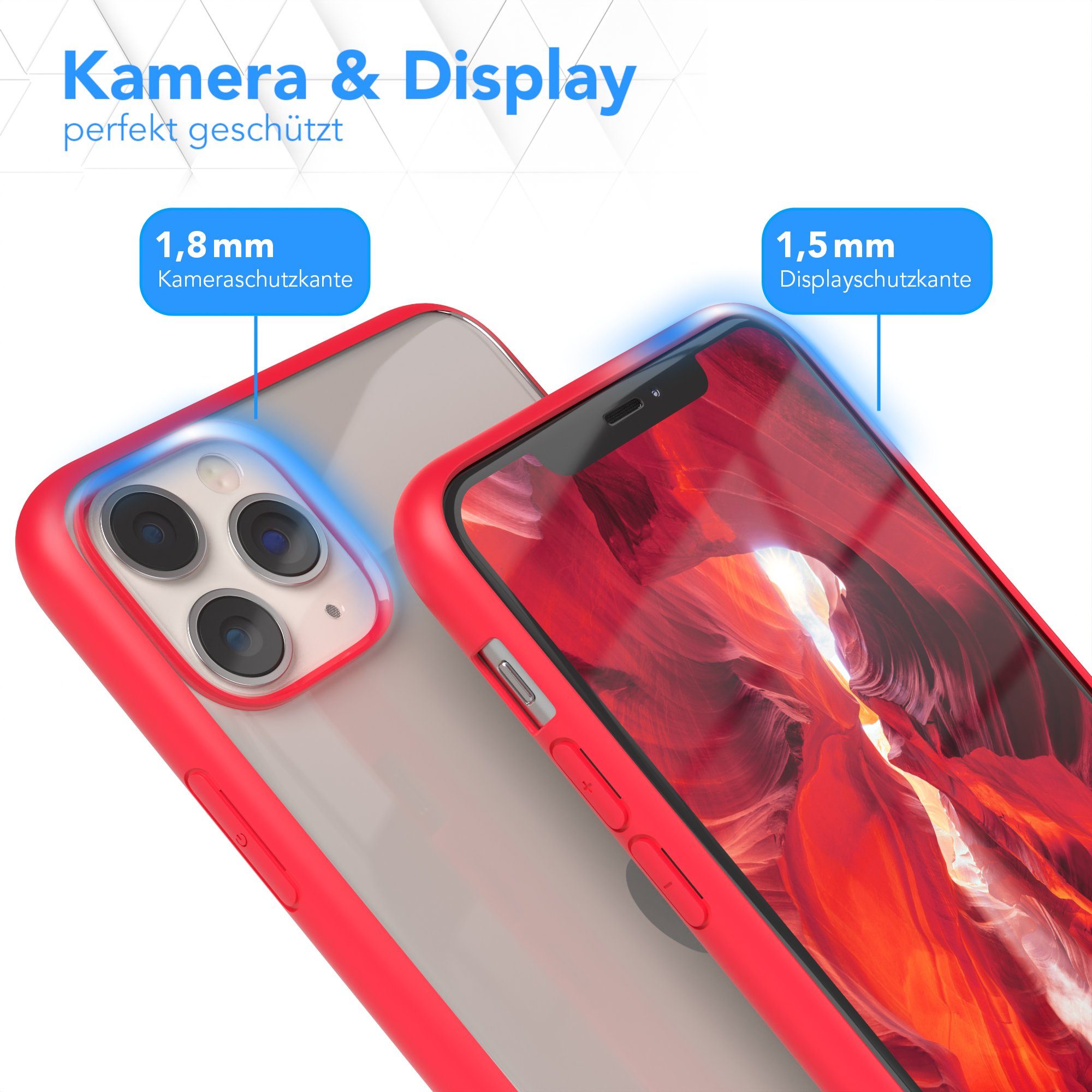 EAZY CASE Handyhülle Bumper Case für Apple iPhone 11 Pro Max 6,5 Zoll, Hülle Transparent Backcover kratzfest Slim Cover Durchsichtig Rot
