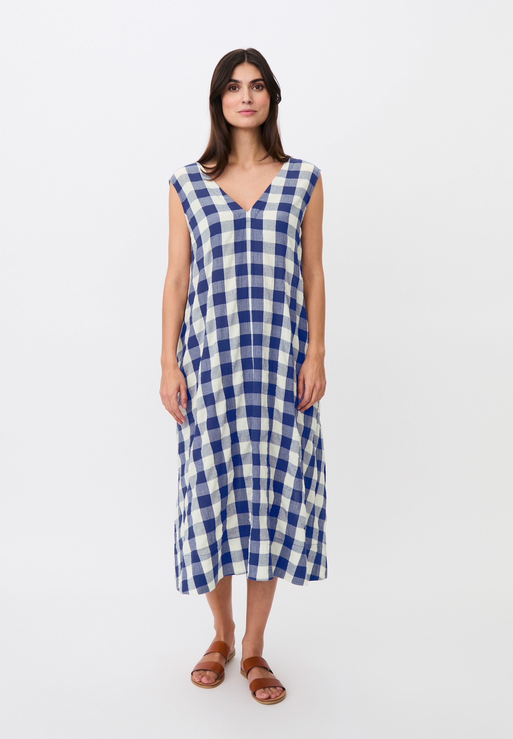 Masai Midikleid MaOrdella Gingham-Karo, ärmellose Design
