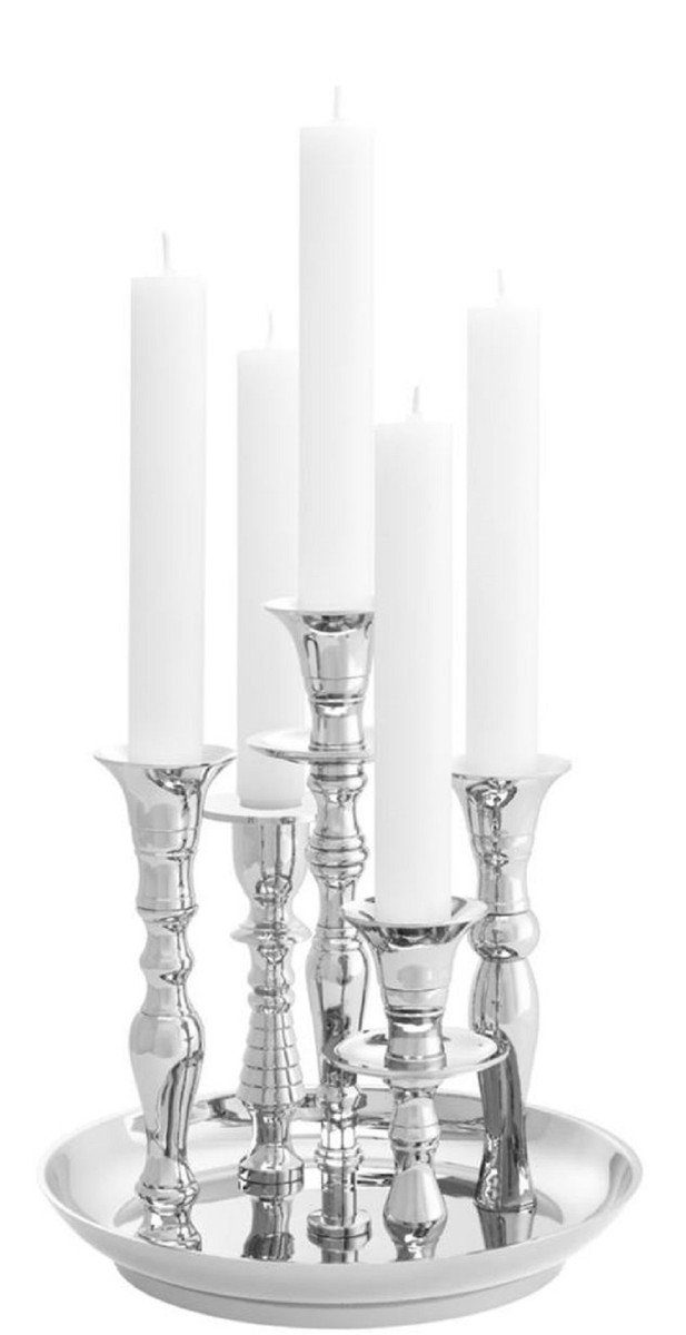 Kerzenhalter Luxus Messing Kerzenhalter Silber Ø 22 x H. 23,5 cm - Hotel & Restaurant Accessoires