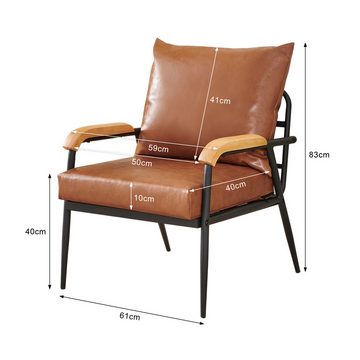 CLIPOP Relaxsessel Einzelsofa, mit Relaxfunktion, Kunstleder Couch mit Metallbeine, 61x60x83cm