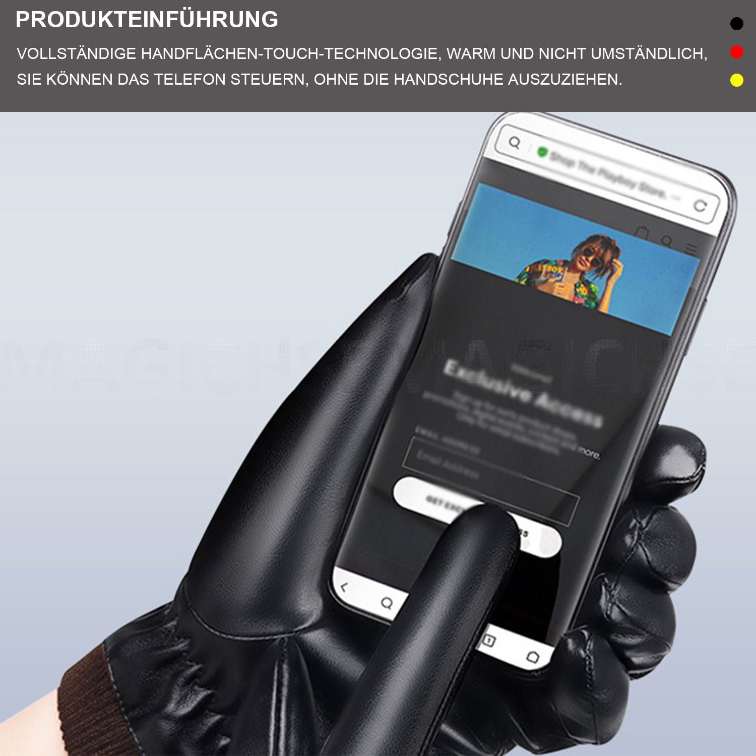 Lederhandschuhe gepolstert Touchscreen Herren Handschuhe MAGICSHE
