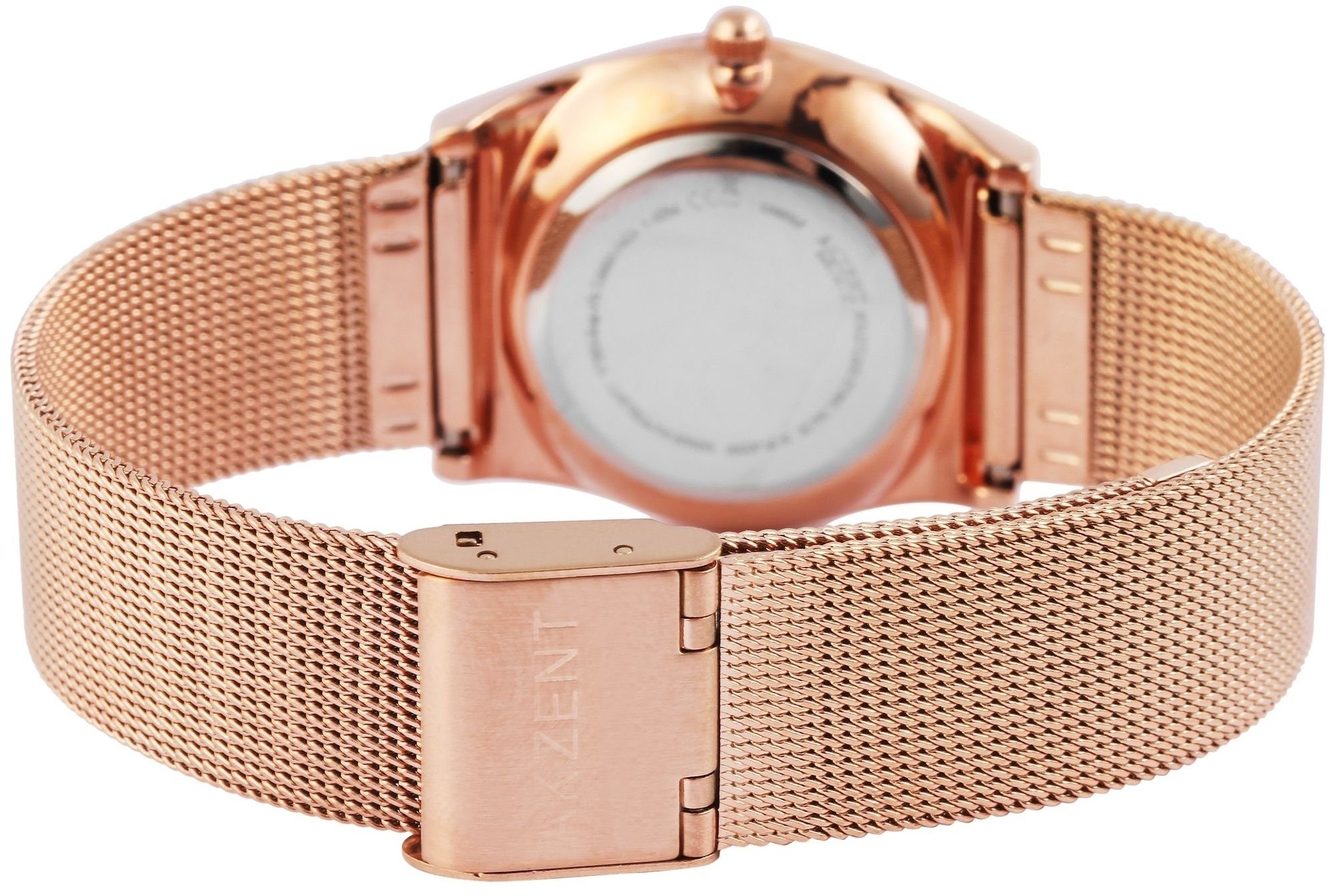 aus Edelstahl roségoldfarbig mit AKZENT Quarzuhr Damenarmbanduhr Despina Milaneseband