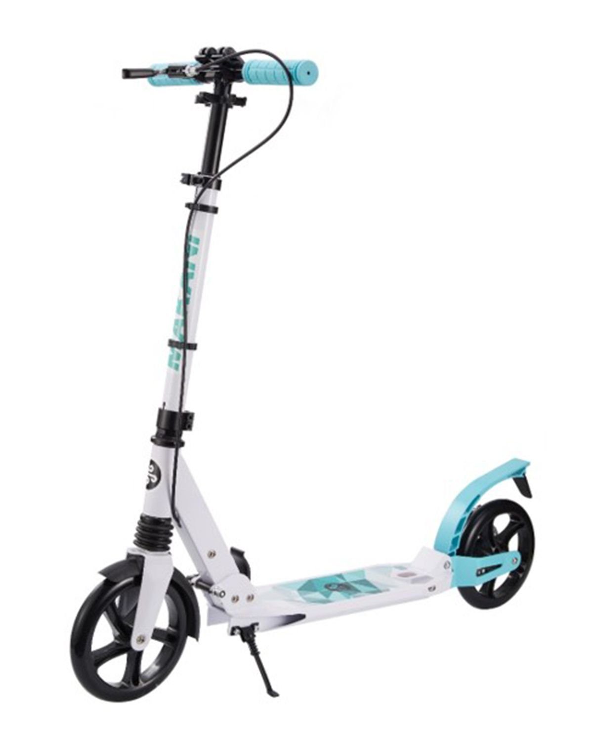 Makani Cityroller Scooter Lunox blau ABEC7-Lager, Seitenständer, klappbar, Handbremse, Aluminium