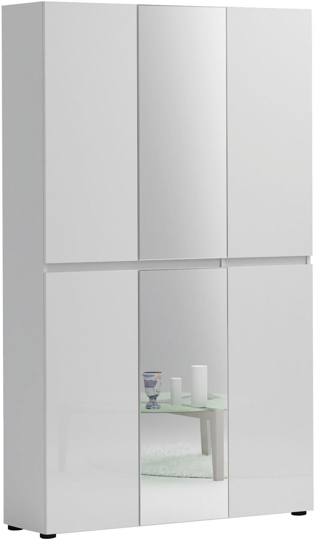 Home affaire Schuhschrank Mister,Schuhkommode,Schuhmöbel,Schuhablage,Schuhregal Breite 120 cm, Höhe 200 cm, Tiefe 34 cm, 6 Türen, 24 Fächer, 2 Spiegel