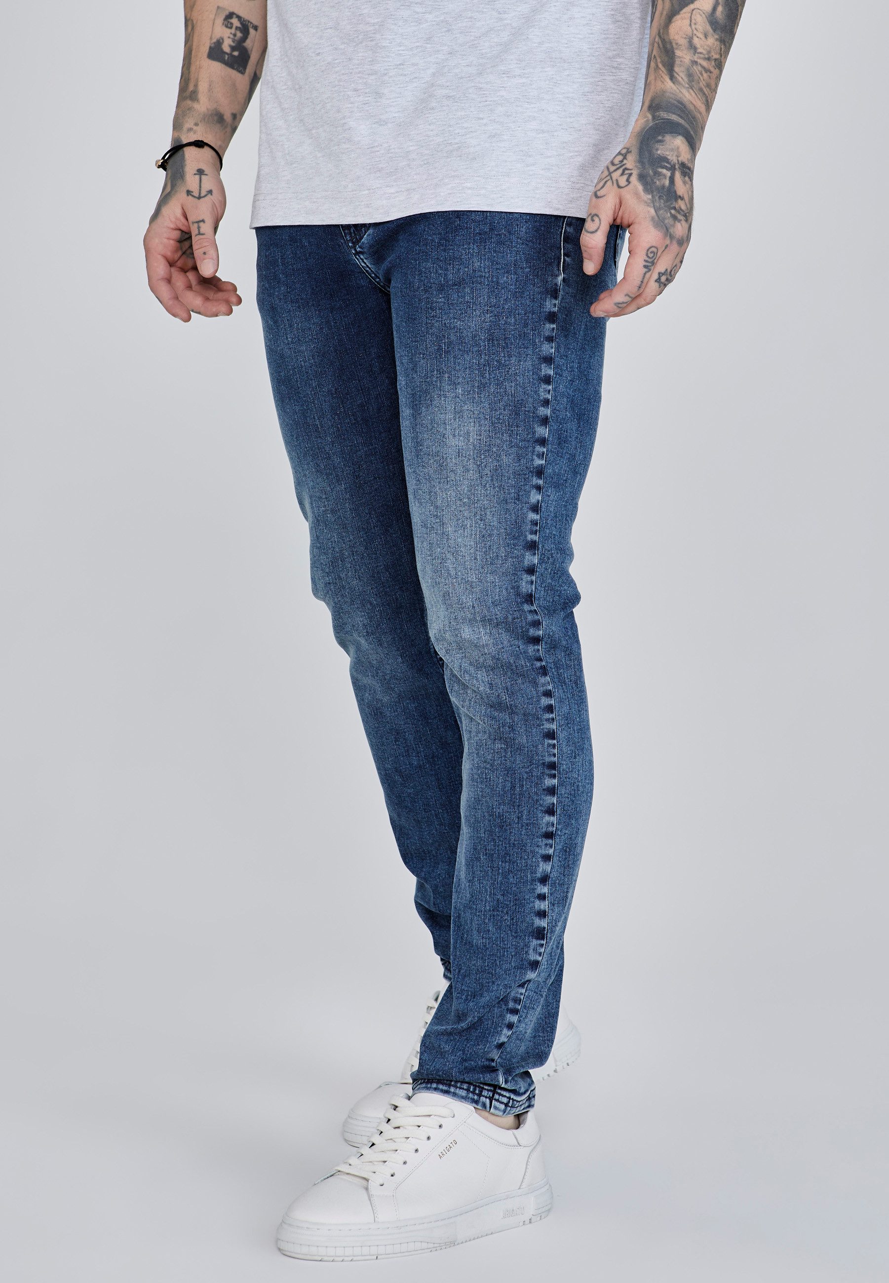 Siksilk Slim-fit-Jeans SikSilk Herren Blaue Slim Fit Jeans