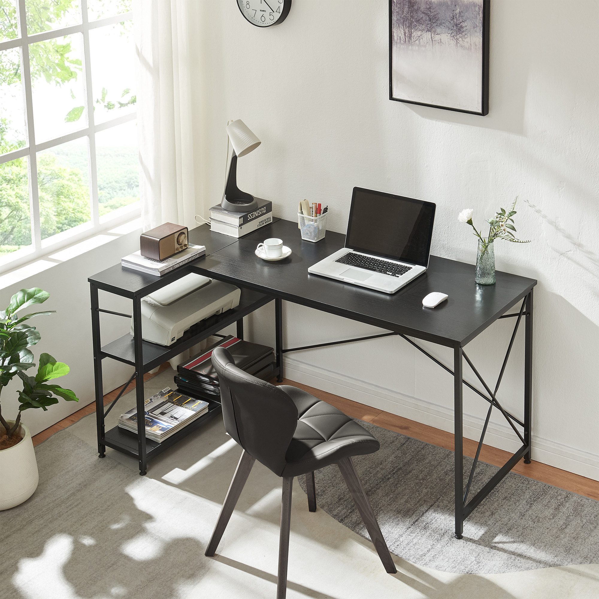en.casa Schreibtisch, »Raundsvalt« mit 1 Regal günstig online kaufen