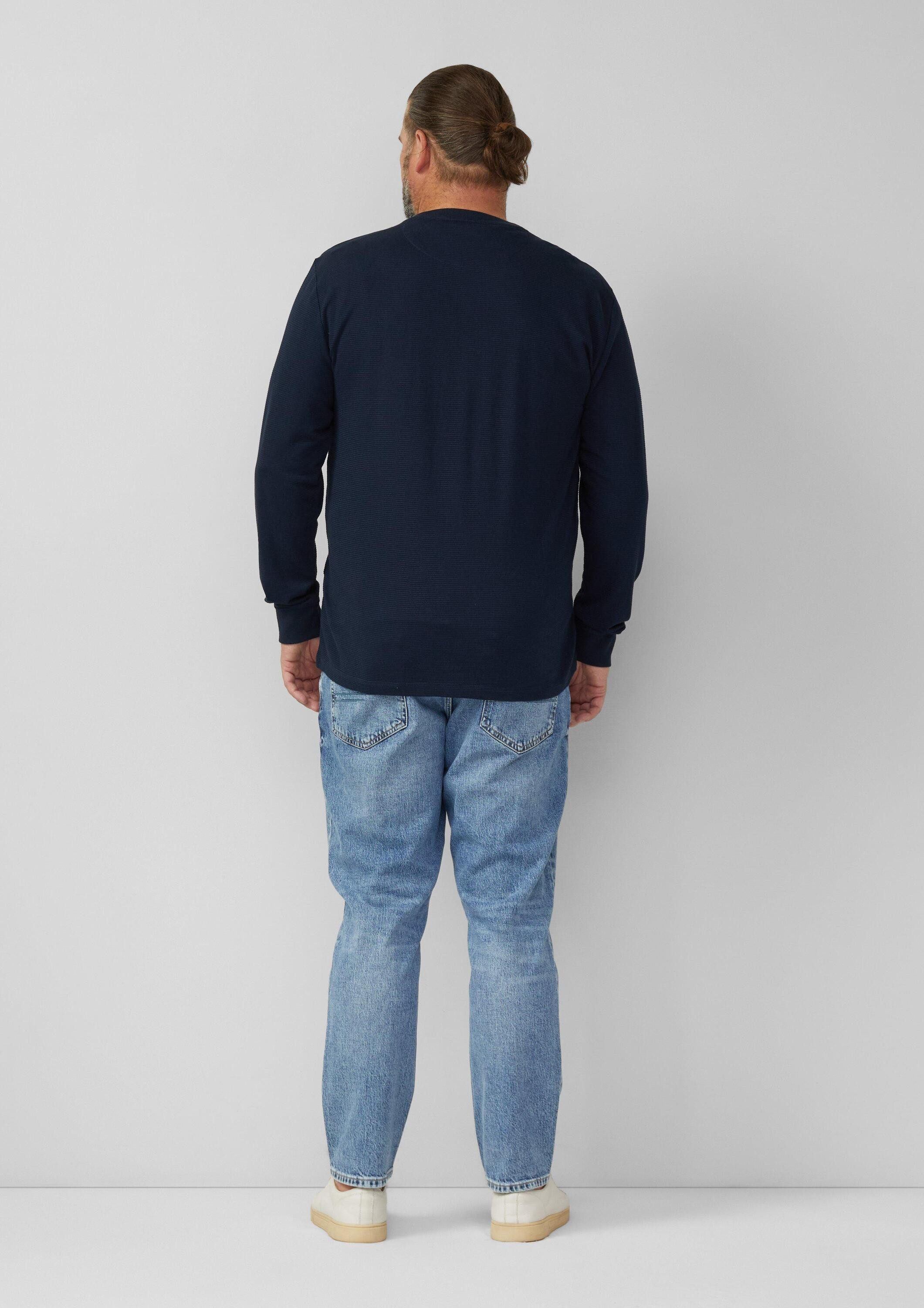s.Oliver Langarmshirt T-Shirt Strukturiertes Longsleeve mit Ärmelbündchen