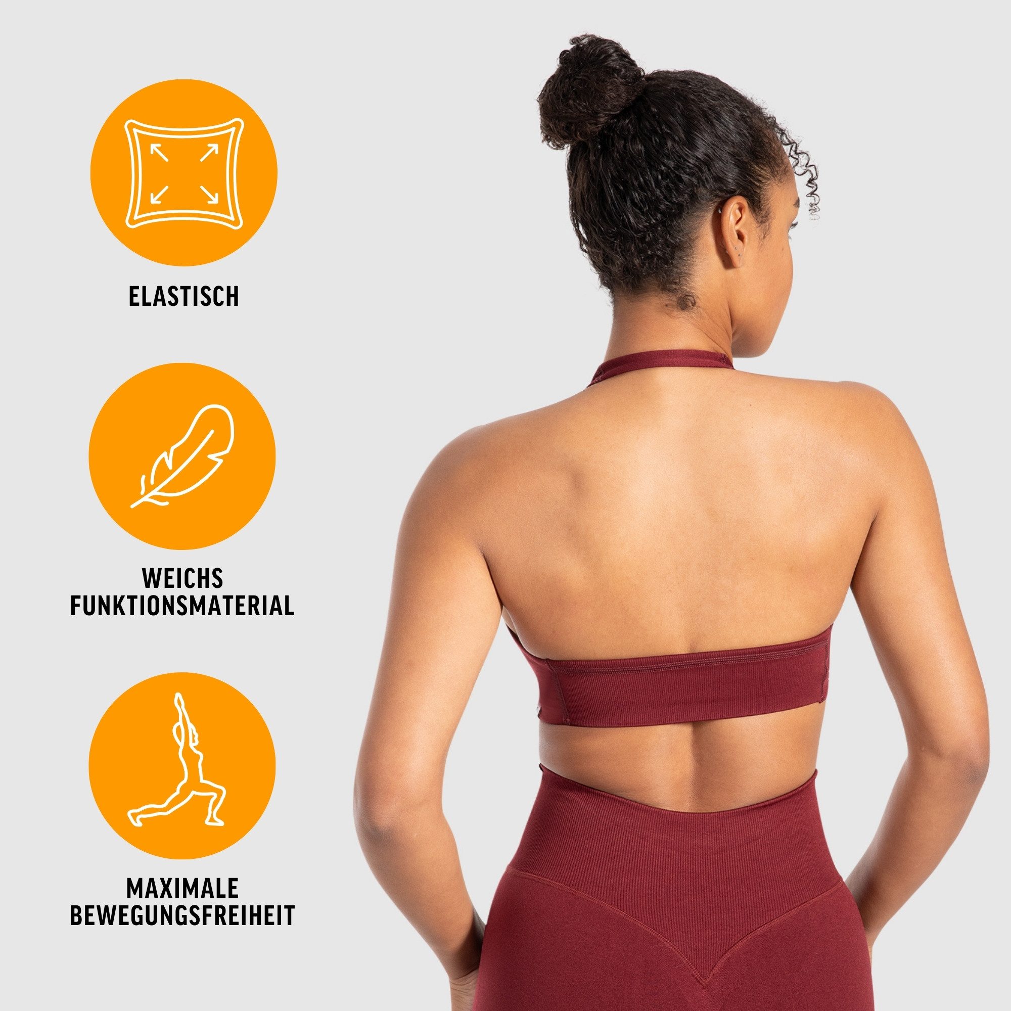 Smilodox Sport-BH Myrah Twisted, Shaped Fit Wickel-V-Ausschnitt & offener Rücken Yoga Bra, elastisches Funktionsmaterial, Ohne Bügel, Alltag & Gym