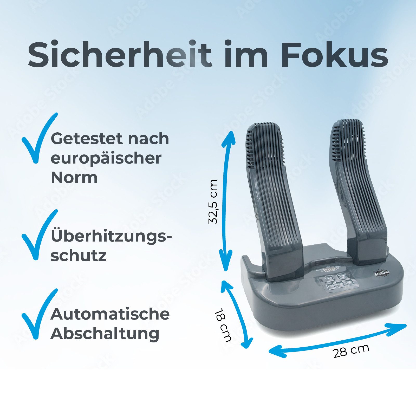 BoomDing Schuhtrockner BoomDing Frische Schuhe in 30 Minuten Antibakteriell mit OZON, Zur Desinfektion, hilft Gerüche, Pilze und Bakterien zu bekämpfen