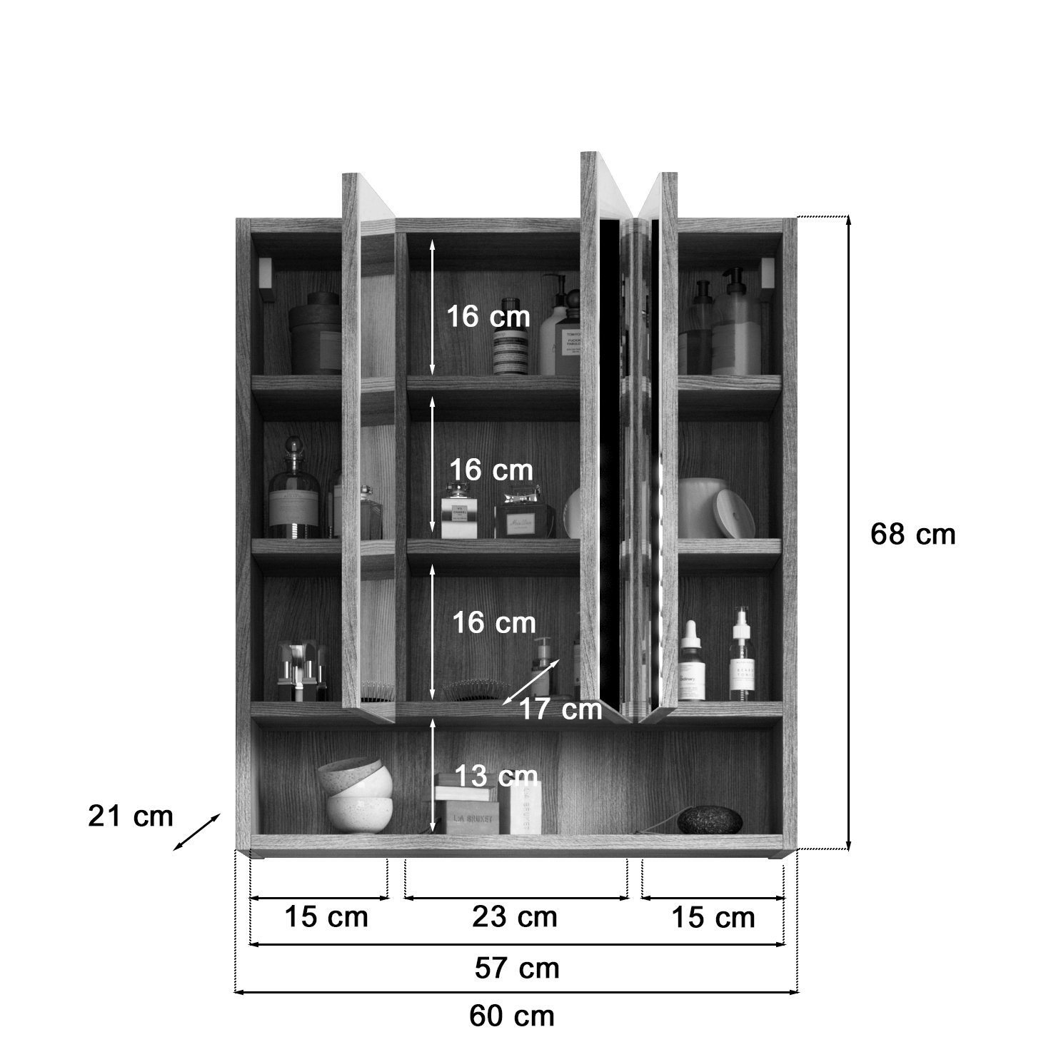 Badezimmer-Set I 2-tlg. Fronten Modell & Korpus Waschtisch) Badkombination I Rauchsilber, (Spiegelschrank und the kuup I TK20