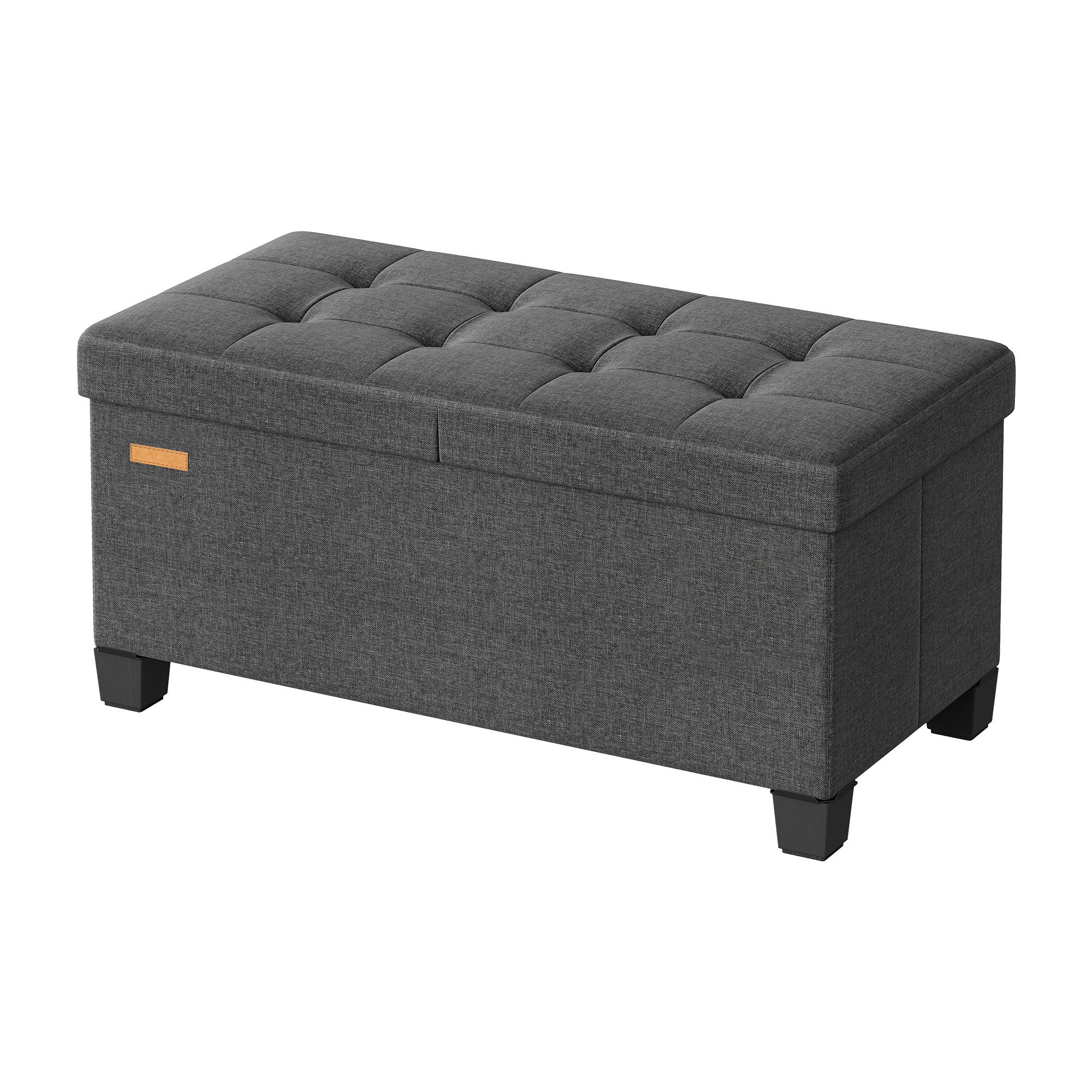 SONGMICS Sitzhocker Sitzbank mit Stauraum, Aufbewahrungsbox mit Deckel groß, Sitztruhe mit Füßen, Klappdeckel, Bettbank, Leinenoptik, 76 cm