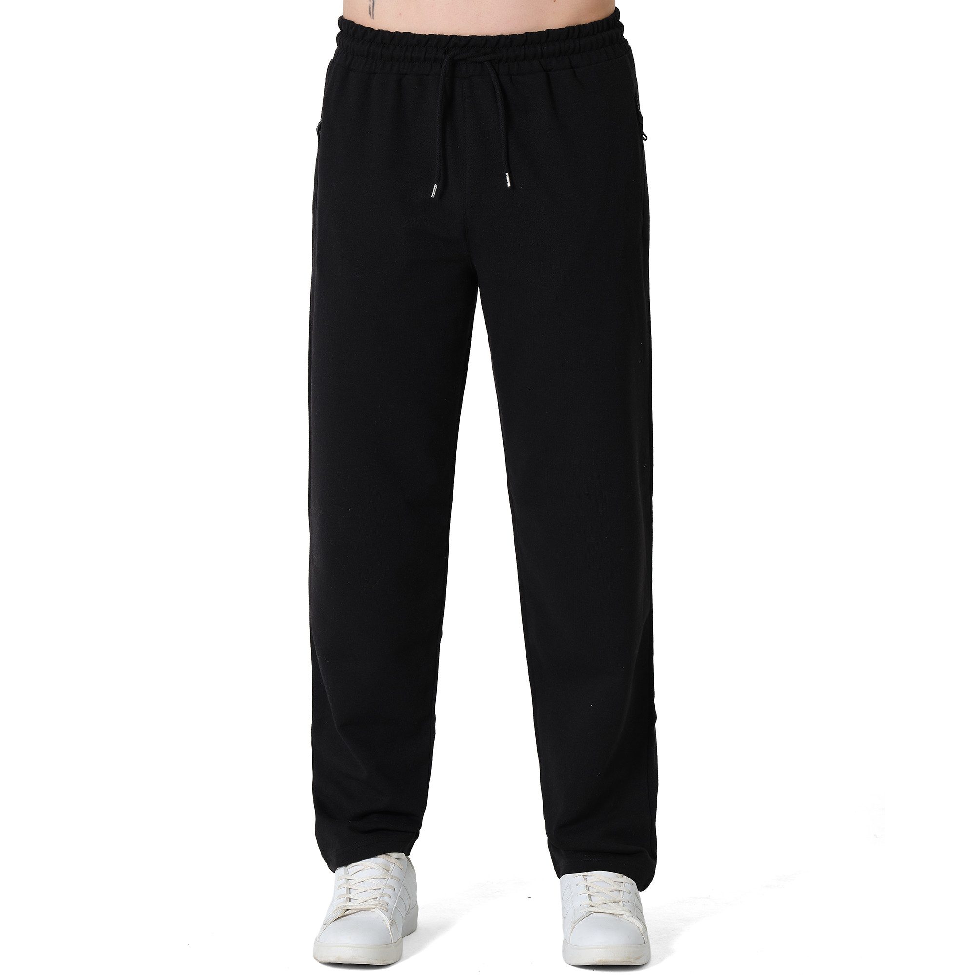 Smith & Solo Jogginghose Herren, Sporthose Trainingshose, Baumwolle Laufhose Elastikbund mit Tunnelzug, mit Reißverschlusstasche