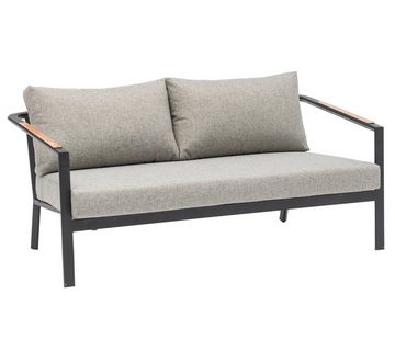 Dehner Gartenlounge-Set New York, 4-teilig, Aluminium/Polyester, moderne Sitzgarnitur mit Sofa, 2 Sesseln und Tisch, inkl. Polster