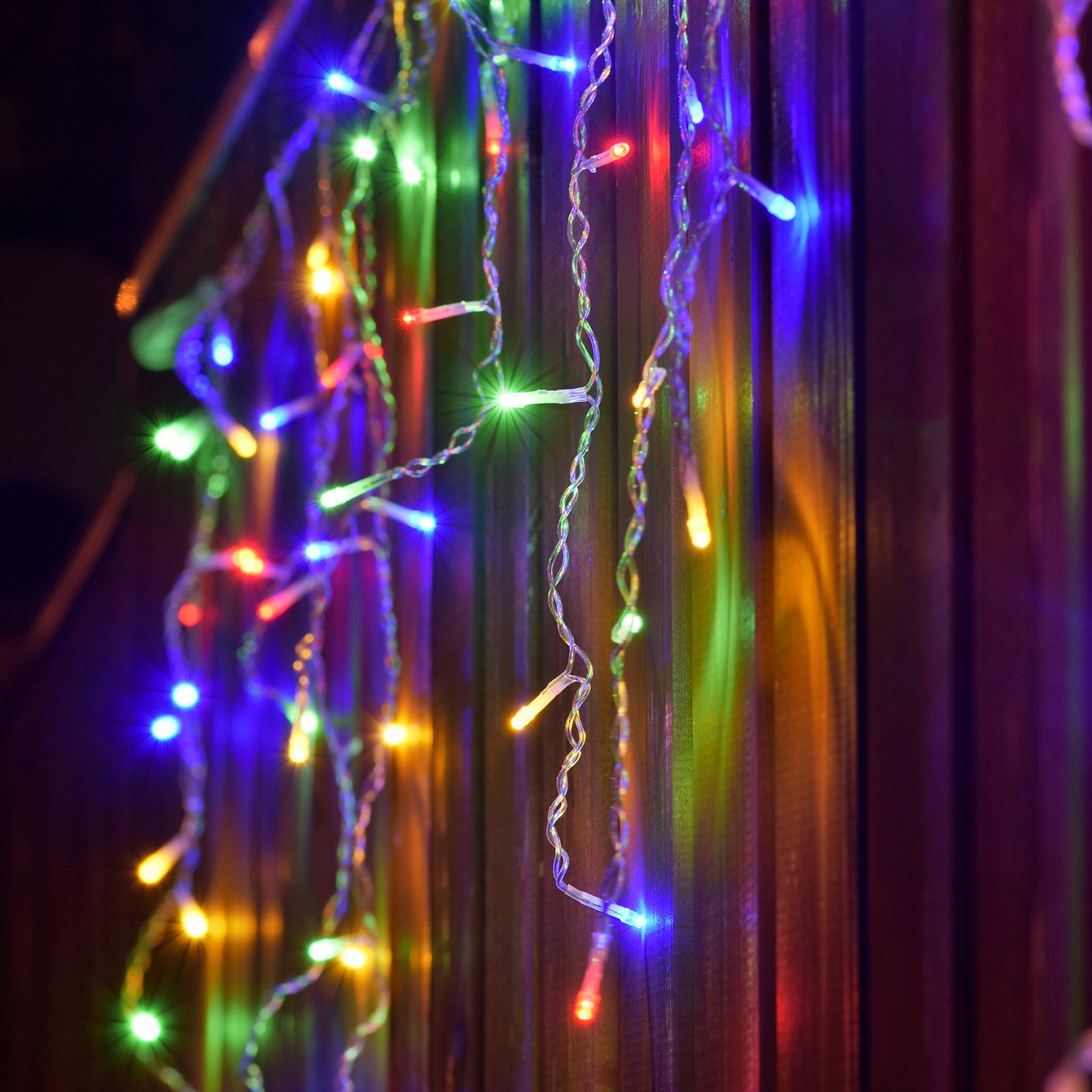 Salcar LED-Lichtervorhang LED Lichterkette Eisregen Lichtervorhang Weihnachtsdeko Aussen 8 Modi, 5m, 200er LED Lichtervorhang, Timer und Memory-Funktion, Bunt