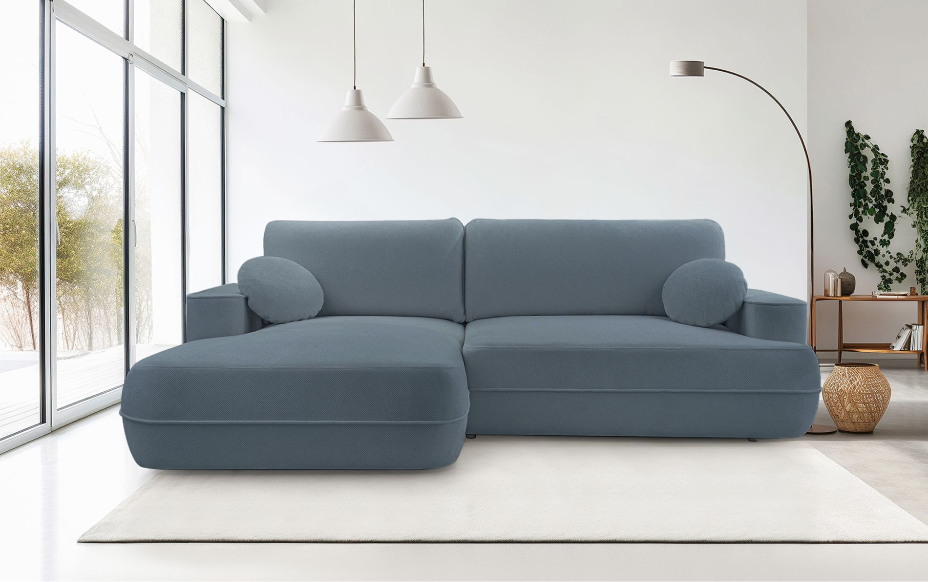 Selsey Ecksofa FUERRO, Ecksofa mit Ottomane, Webstoff, Schlaffunktion und Bettkasten