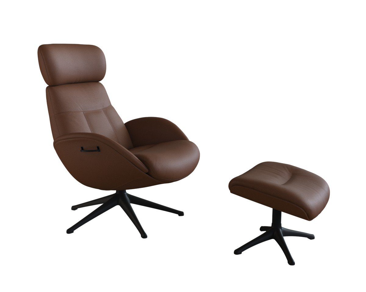 FLEXLUX Relaxsessel Elegant, Funktionssessel, verstellbarer Rücken- und Kopfstütze, Premium Komfort, Rücken- & Kopfteilverstellung, drehbar, Fuß schwarz