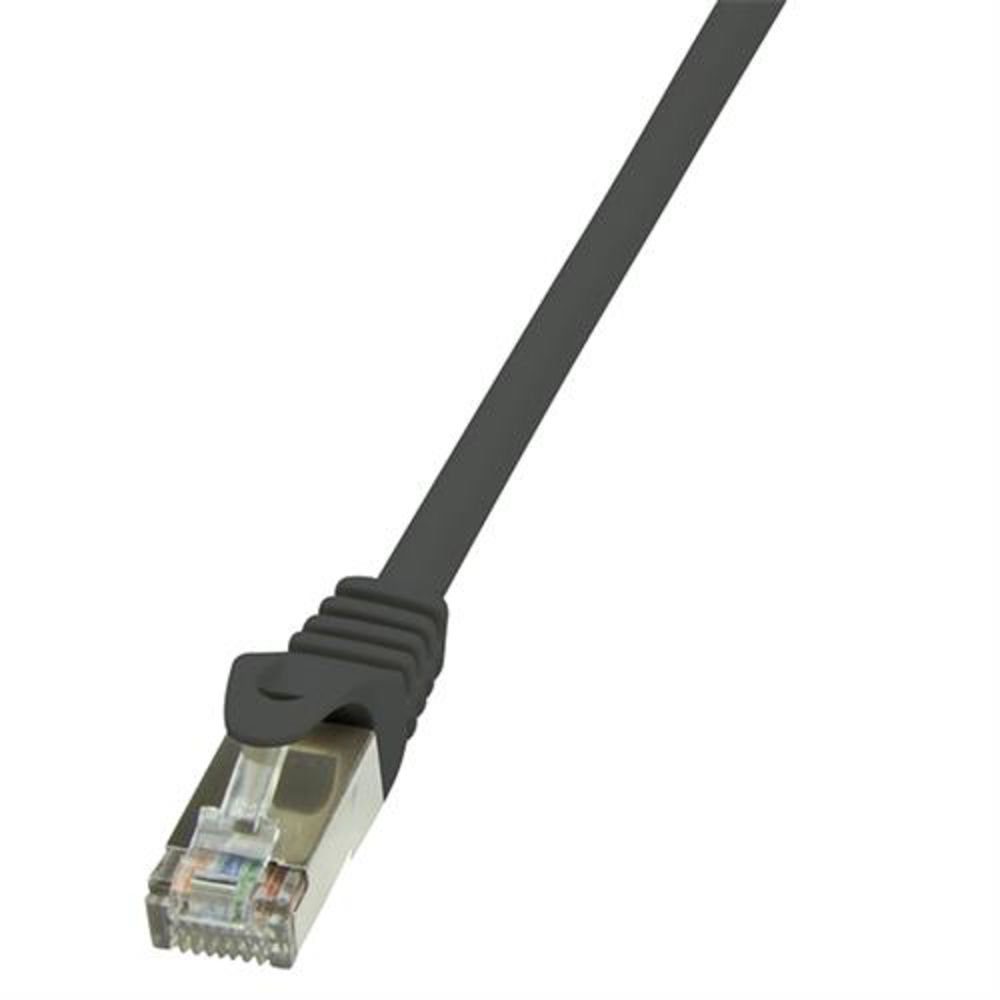 LogiLink CP1073S Netzkabel, Patchkabel 5e F/UTP, schwarz, 5 m, Netzwerkkabel, Rastnasenschutz