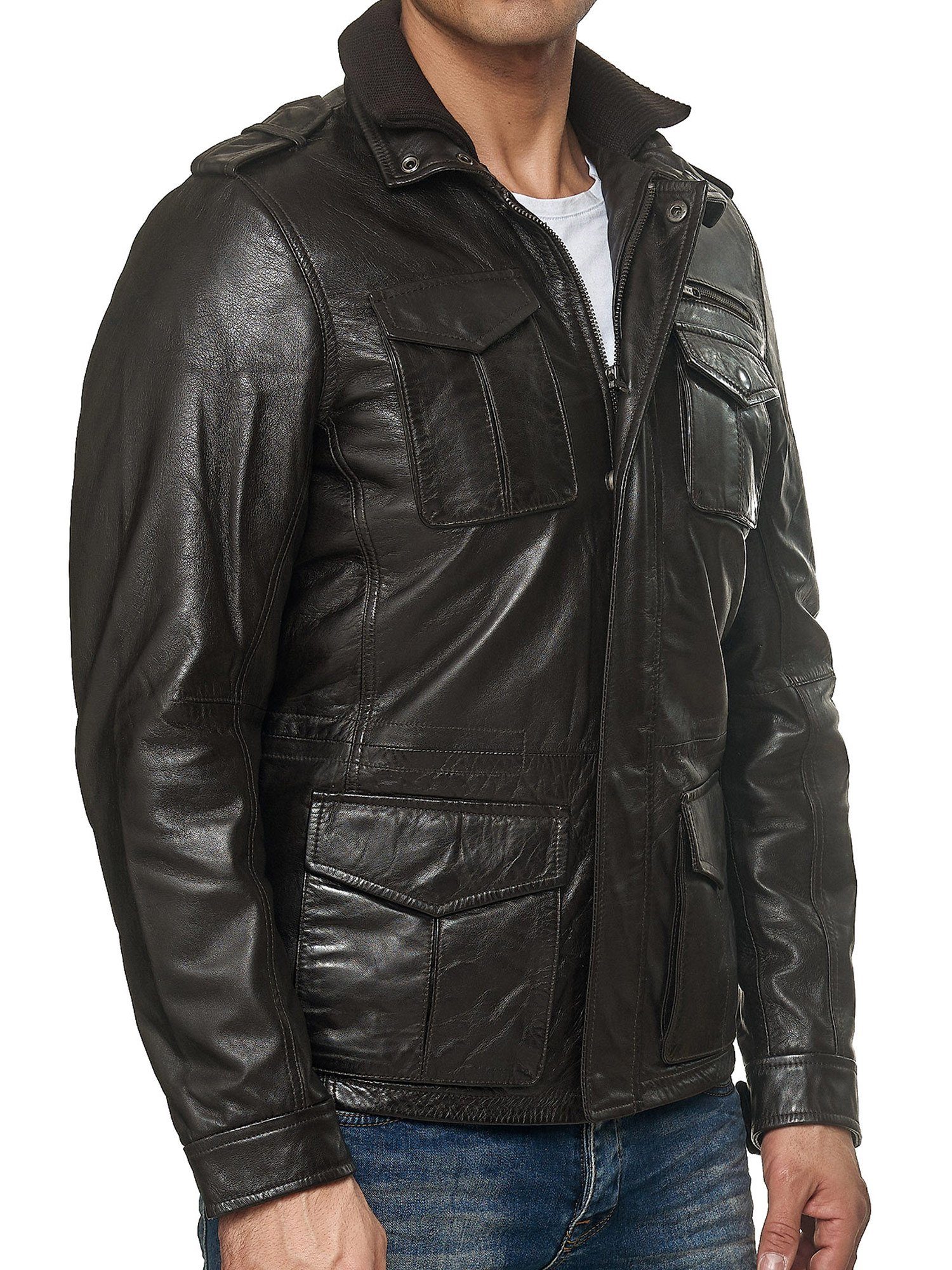 Tazzio Lederjacke 19706 Leder Jacke im Trenchcoat-Look