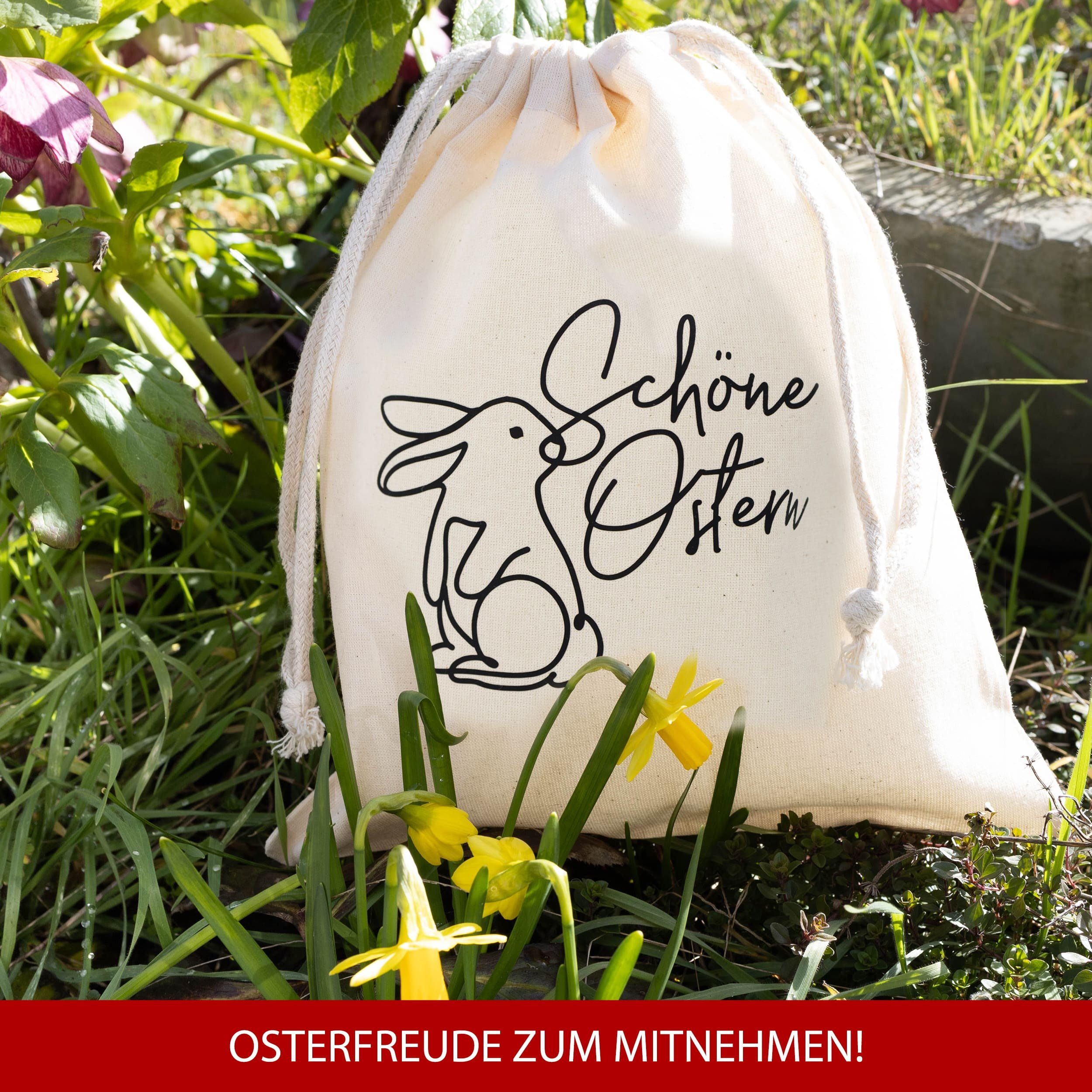 Grußkarten Osterdeko 2 Ostern TOBJA Geschenksäckchen Set x Osterbeutel 25 cm, Ostersäckchen, 30 Schwarz