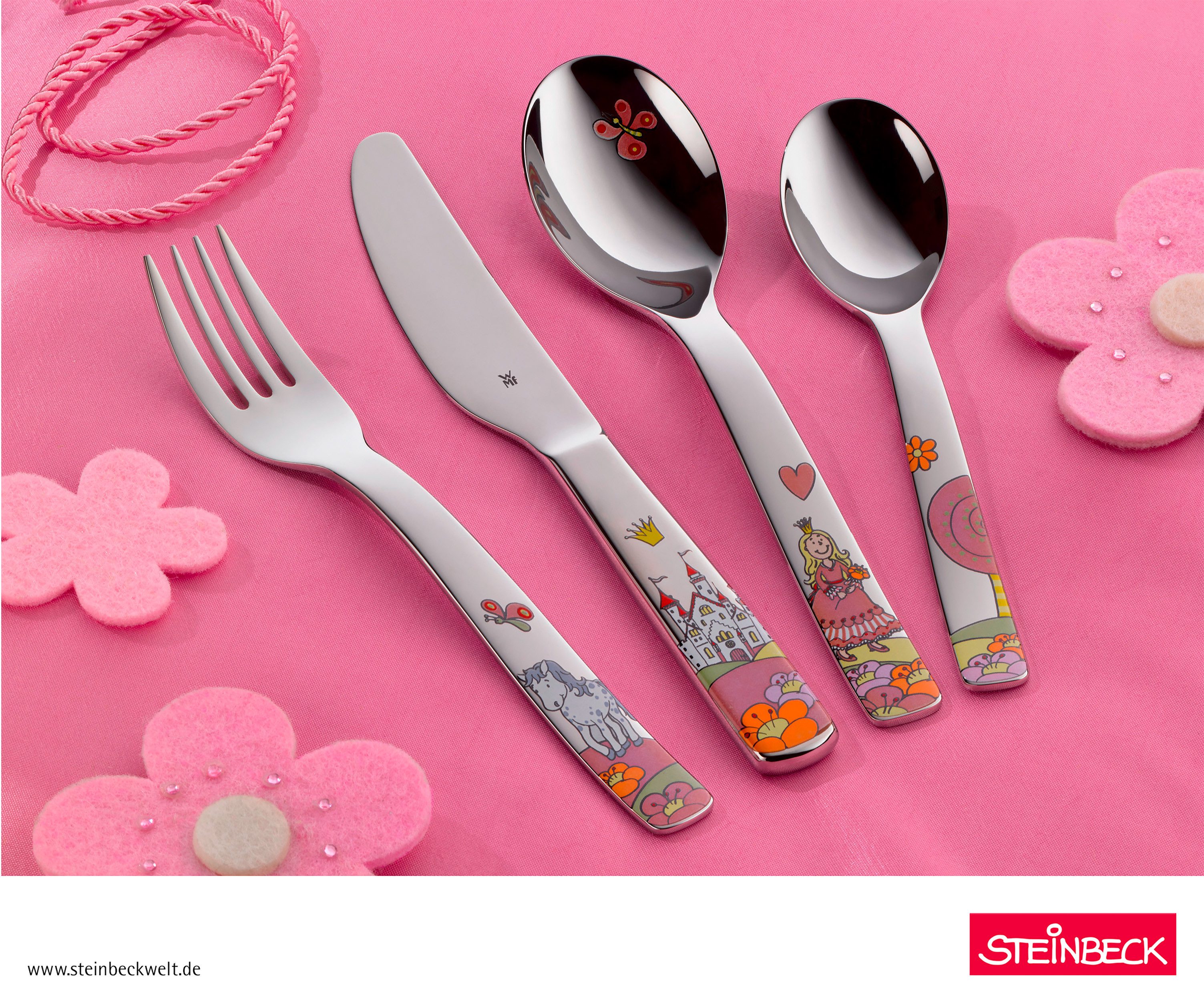 WMF Kinderbesteck Prinzessin Anneli (4-tlg), 1 Personen, Cromargan® Edelstahl Rostfrei 18/10, ab 3 Jahren, hygienisch, säurefest