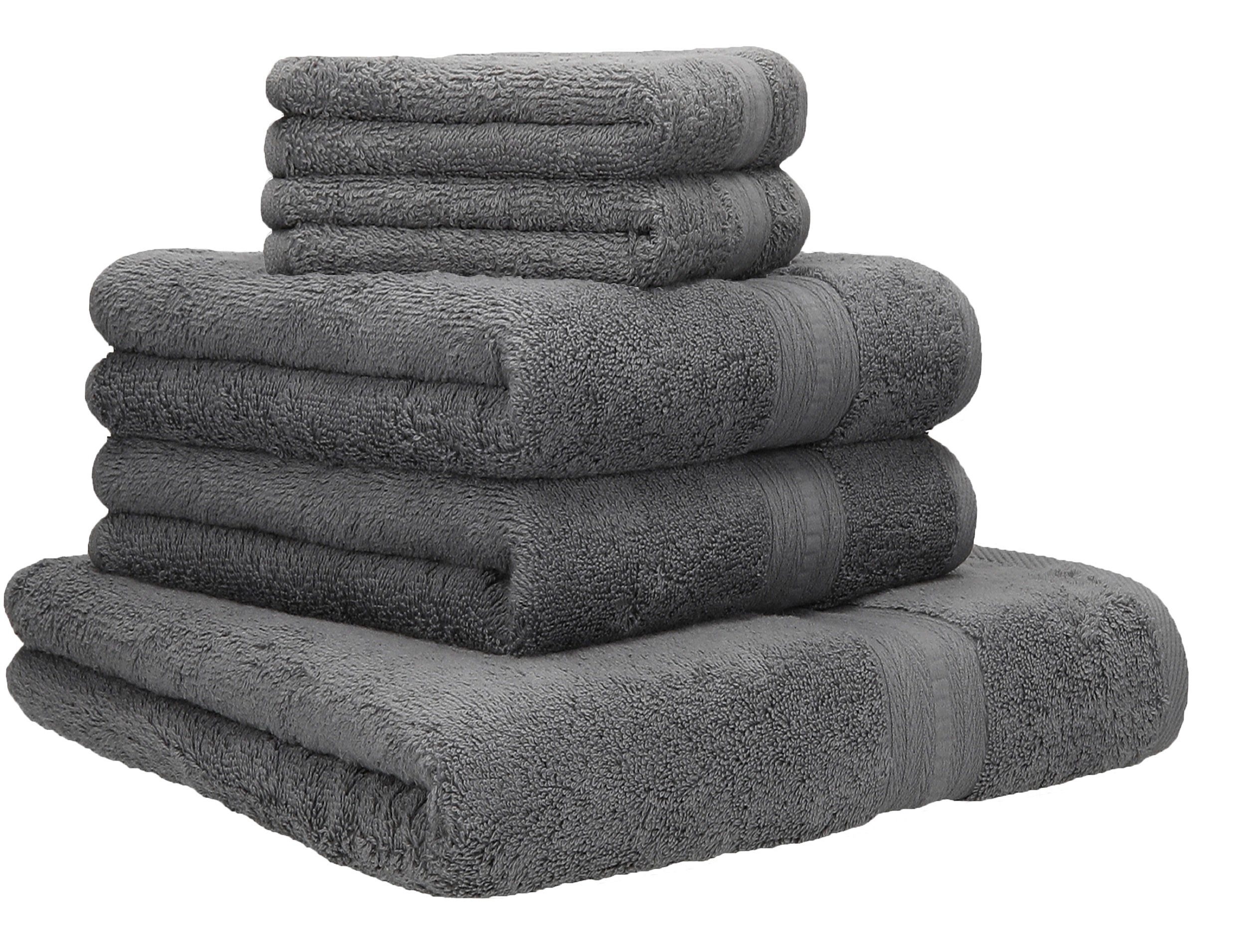 Betz Handtuch Set 5-TLG. Handtuch-Set GOLD 100% Baumwolle Qualität 600 g/m²  1 Duschtuch 2 Handtücher 2 Seiftücher Farbe anthrazit, 100% Baumwolle