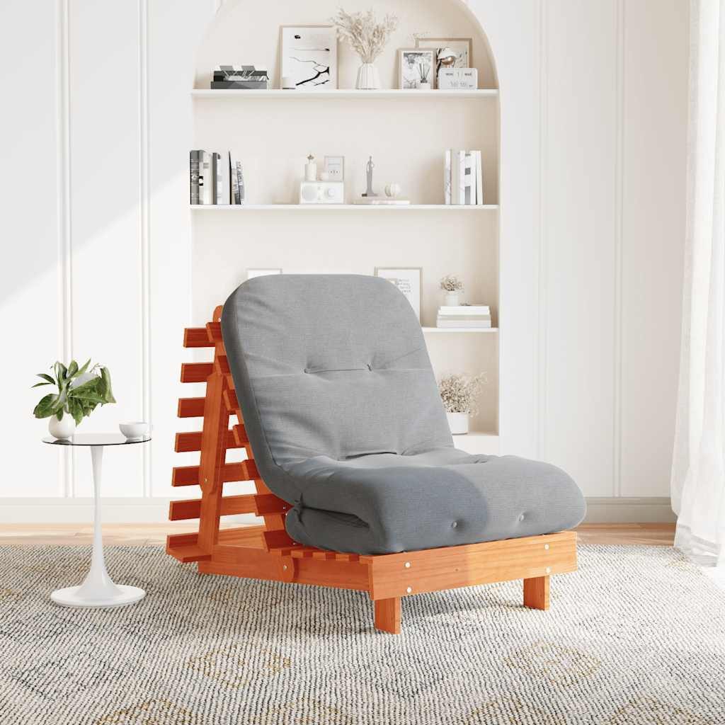vidaXL Schlafsofa vidaXL Futon Schlafsofa mit Matratze Braun 70x206x11 Massivholz Kiefer
