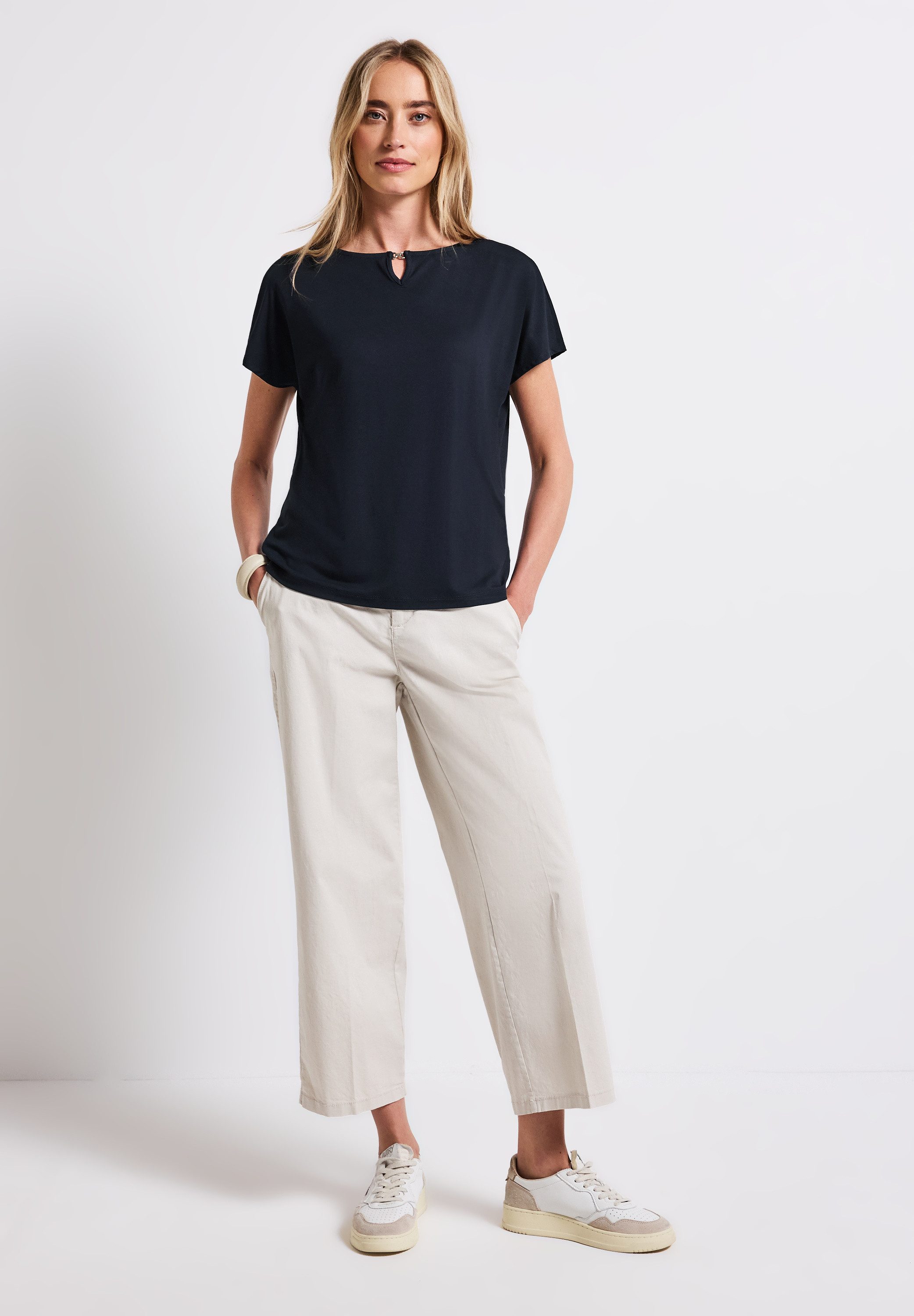 STREET ONE T-Shirt mit Materialmix